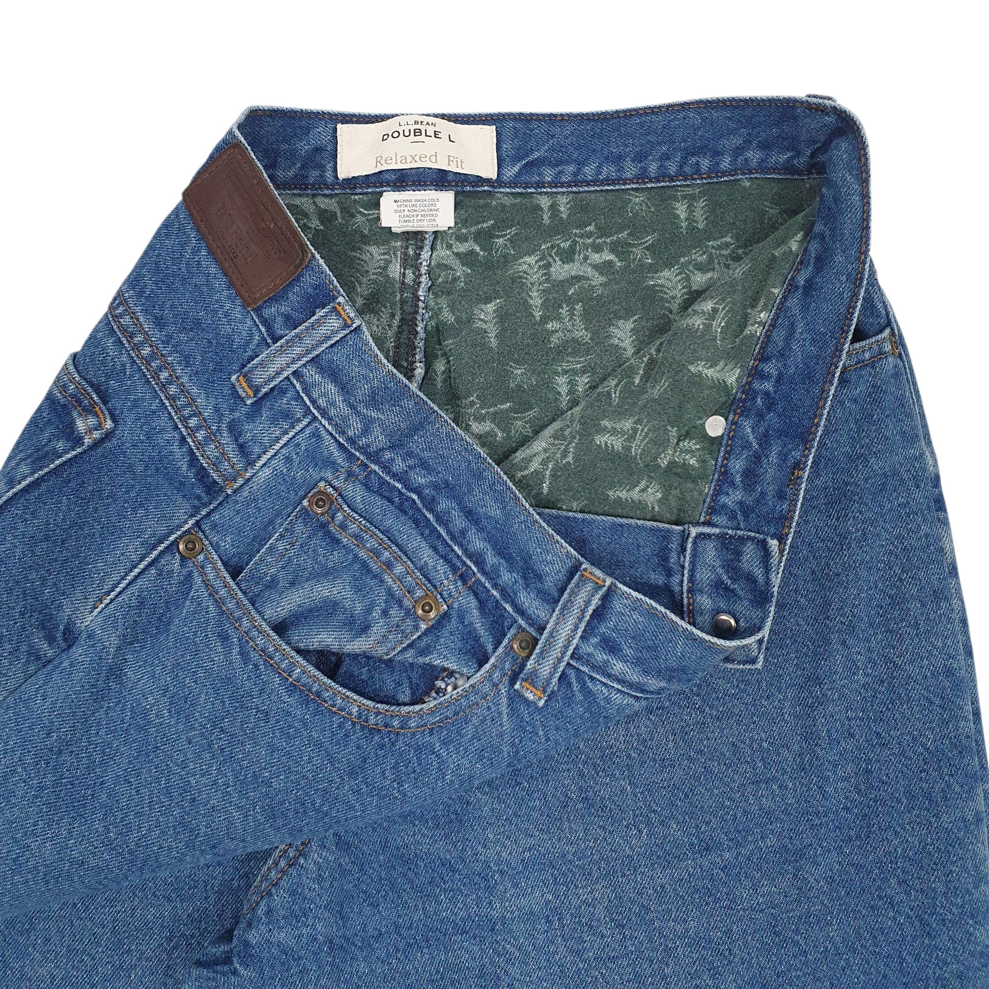 Womens Blue L.L.Bean Blanket Lined Double L Vintage  Jeans