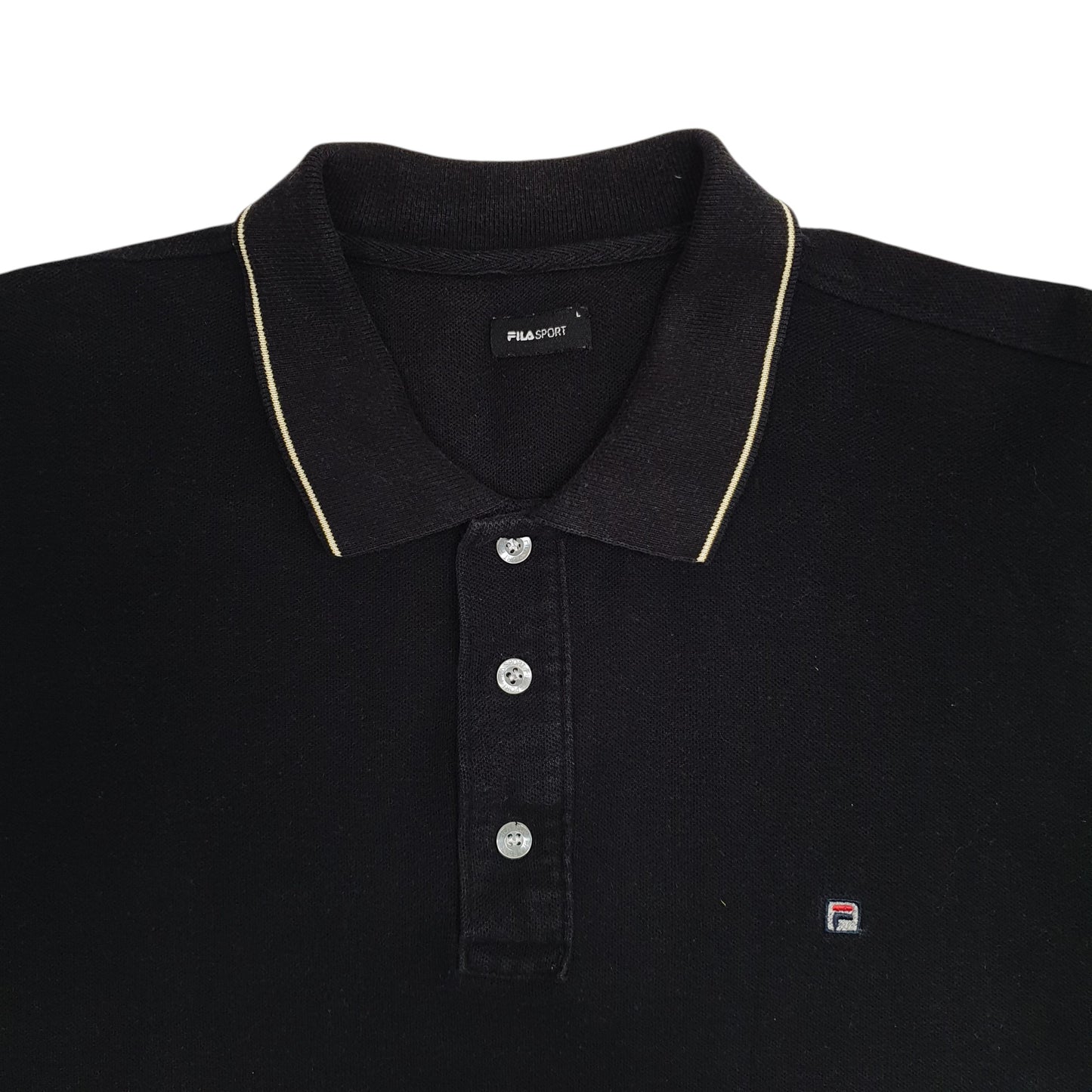 Mens Black Fila   Polo Shirt