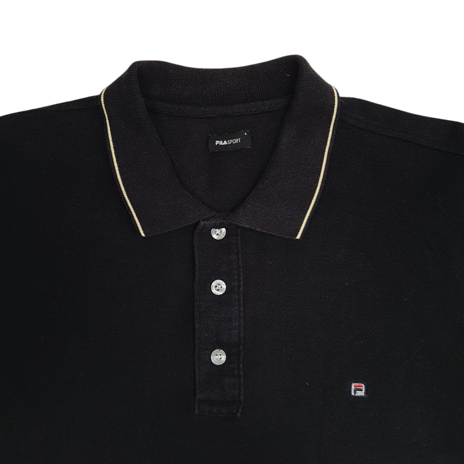 Mens Black Fila   Polo Shirt