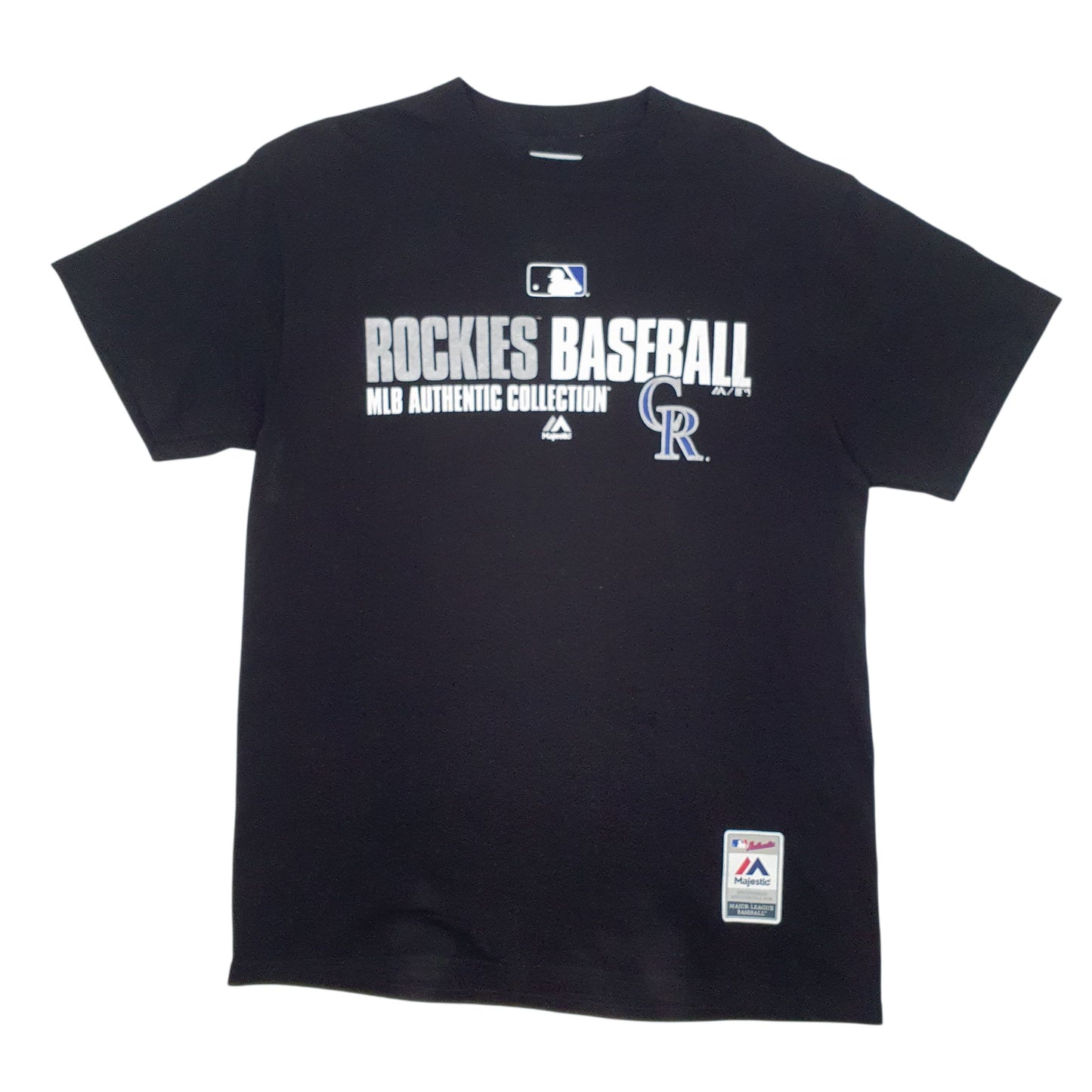 Mens Black Majestic Colorado Rockies Short Sleeve T Shirt