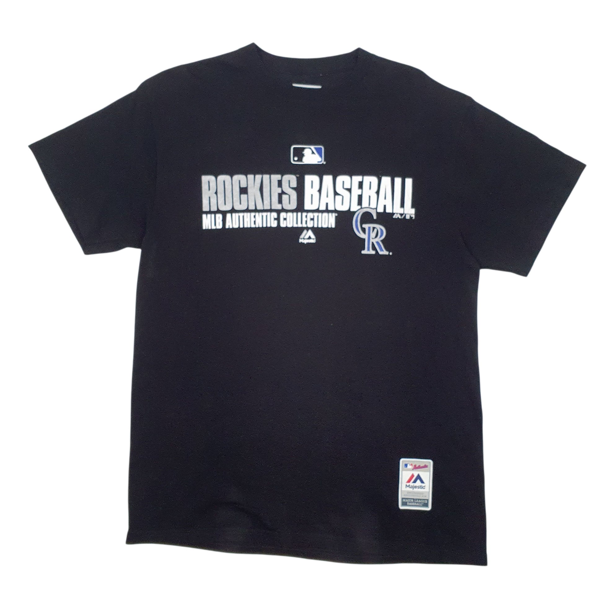 Mens Black Majestic Colorado Rockies Short Sleeve T Shirt