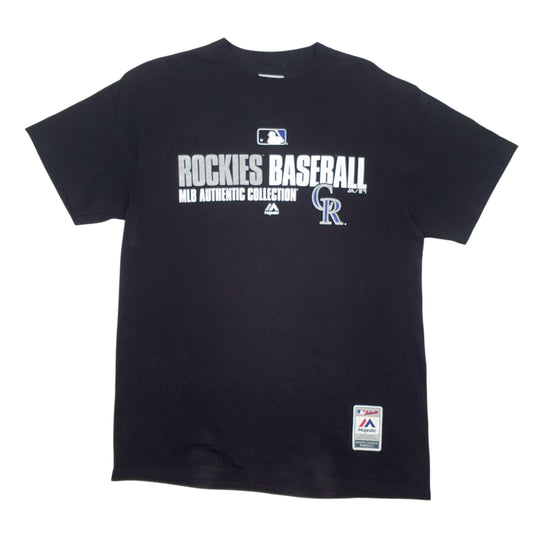 Mens Black Majestic Colorado Rockies Short Sleeve T Shirt