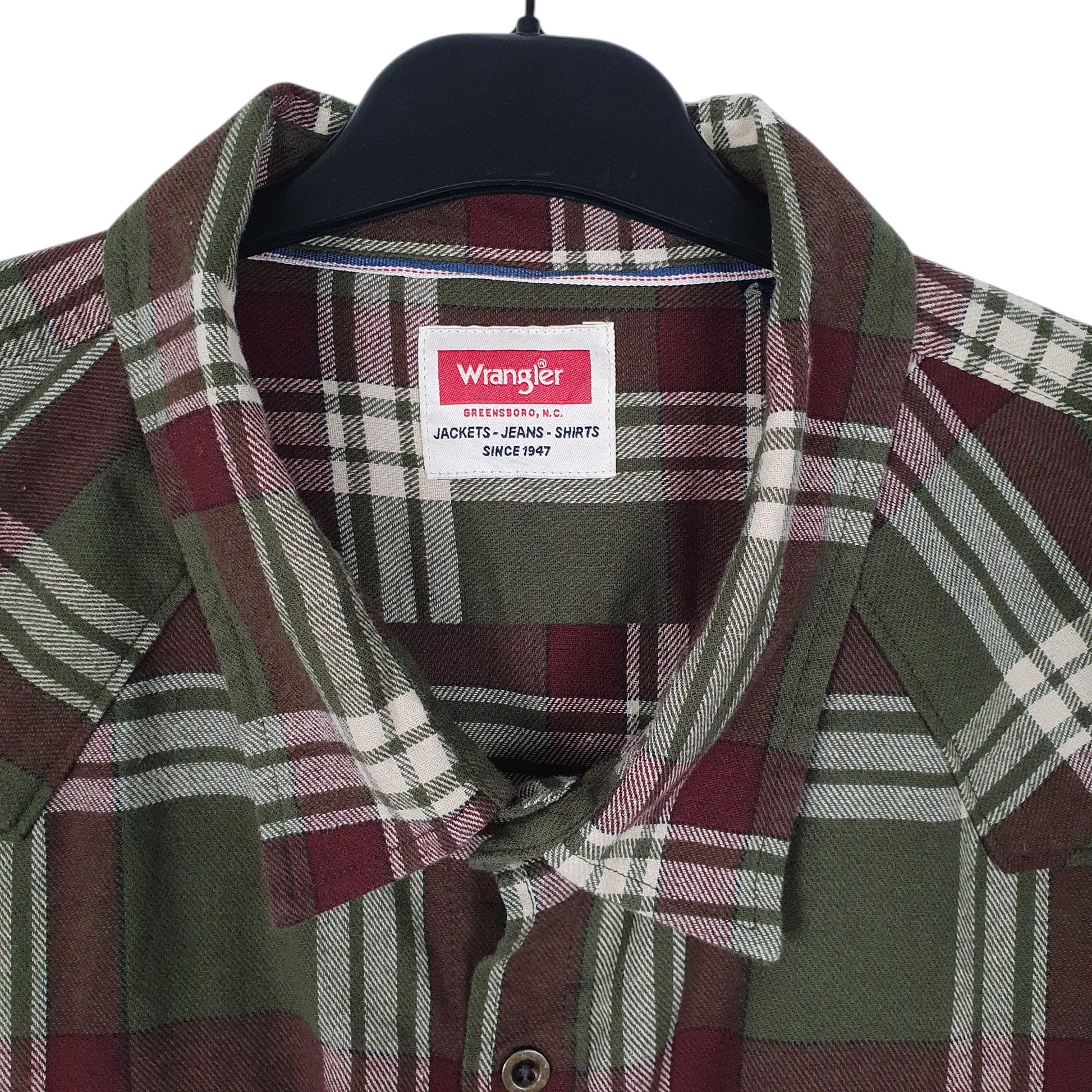 Mens Green Wrangler Plaid  Shirt