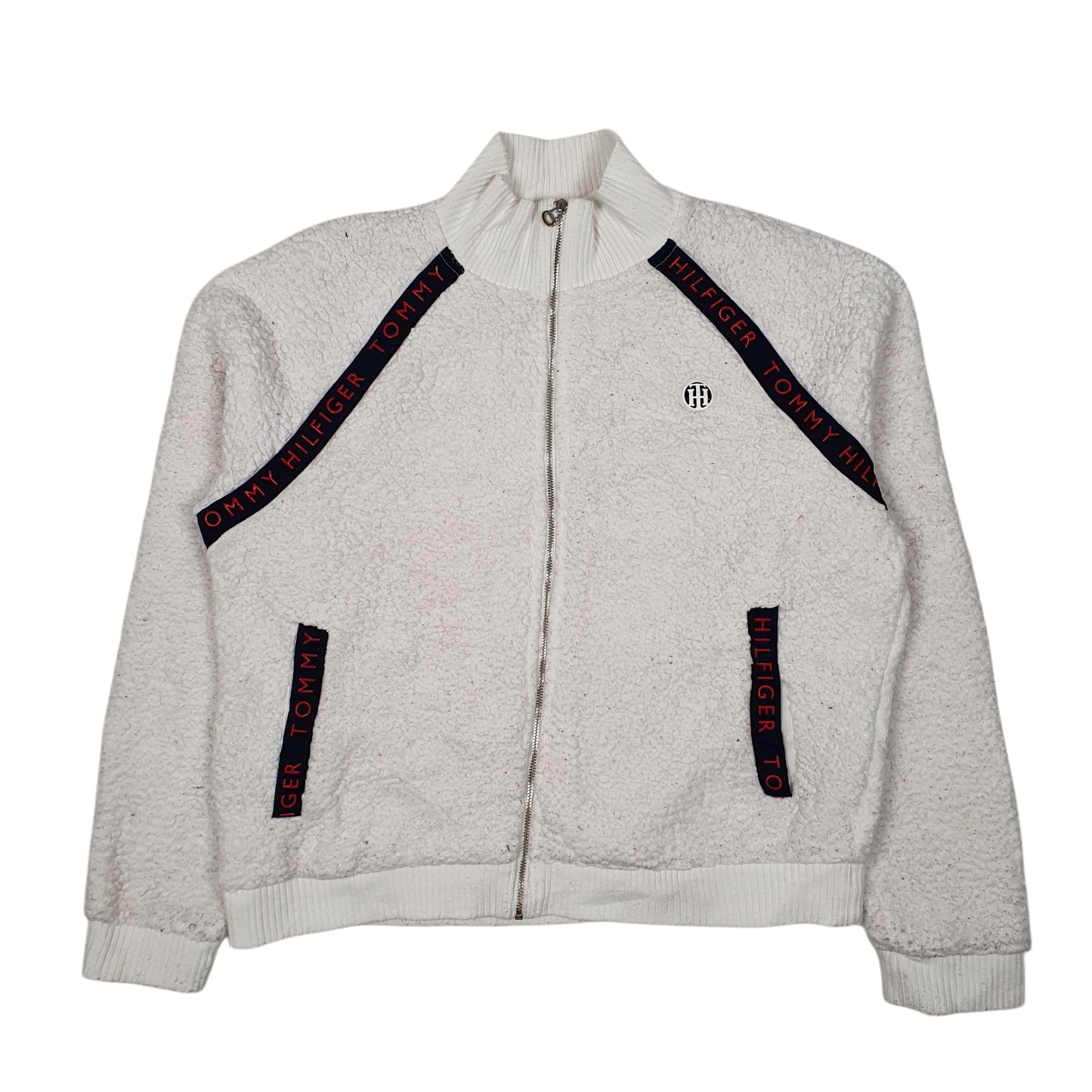 Womens White Tommy Hilfiger Sherpa Full Zip Jumper