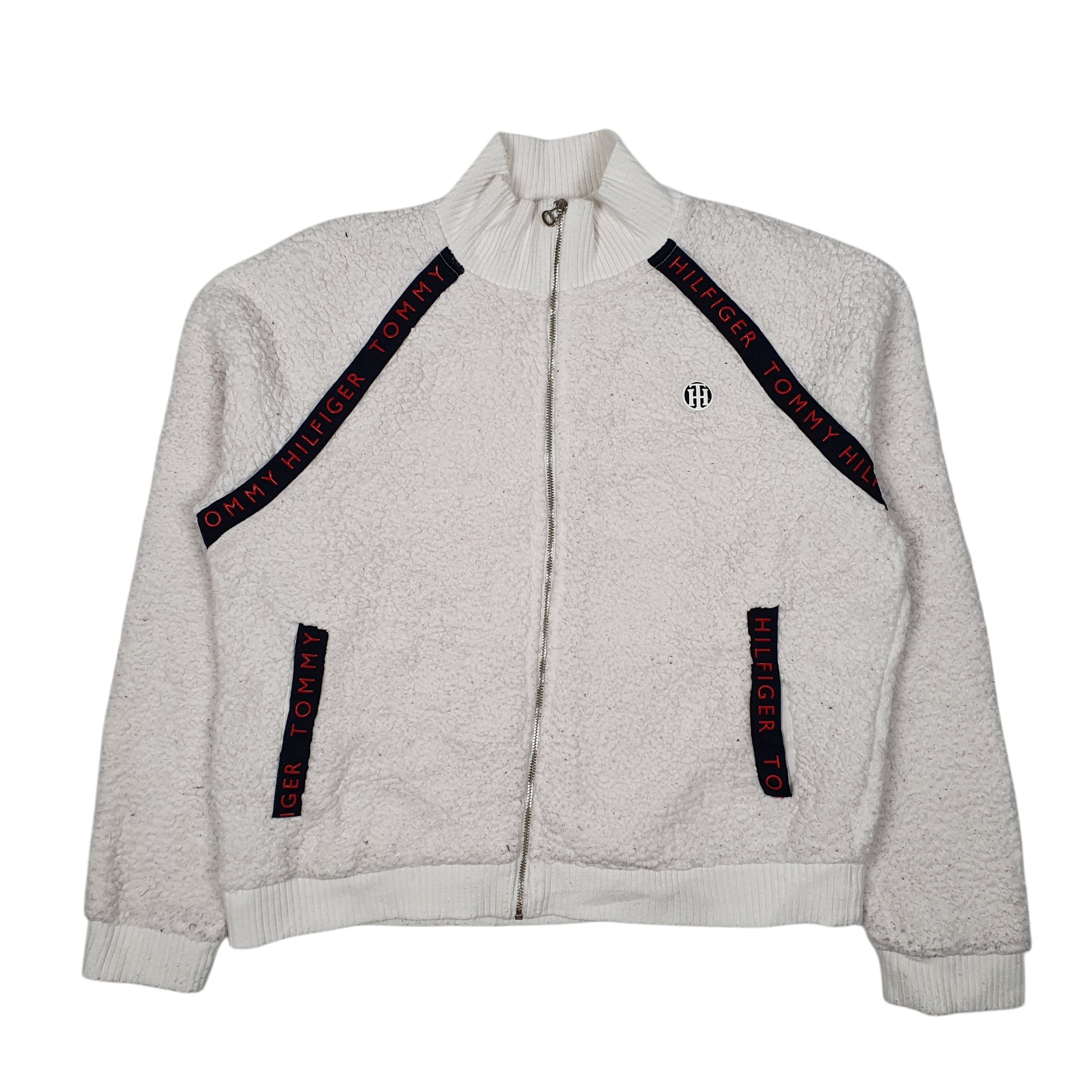 Womens White Tommy Hilfiger Sherpa Full Zip Jumper
