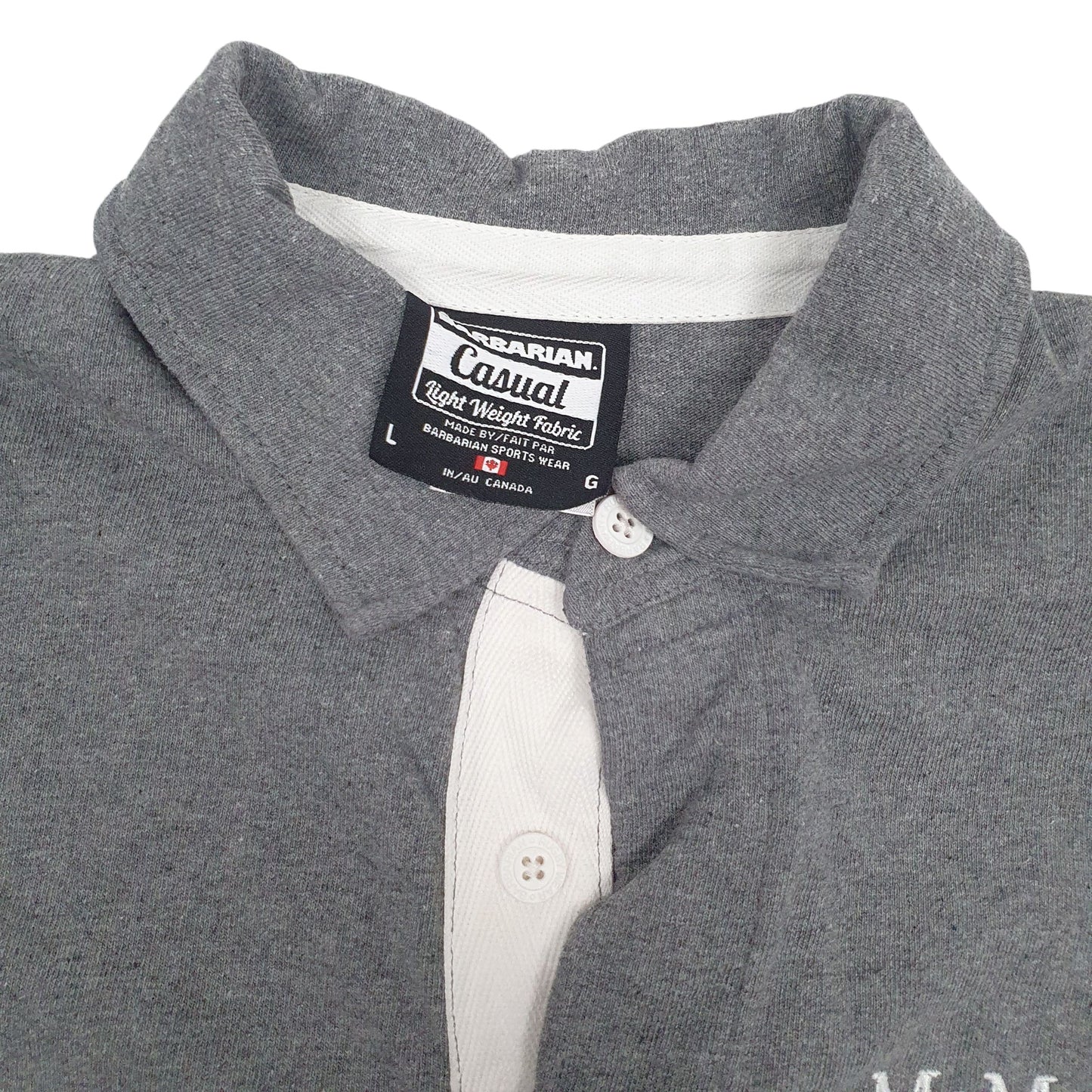 Mens Grey Barbarian Rugby Lightweight Crewneck Polo Shirt