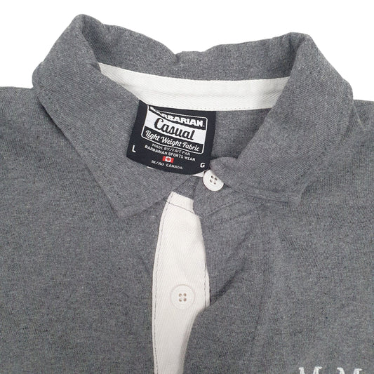 Mens Grey Barbarian Rugby Lightweight Crewneck Polo Shirt