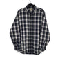 Mens Navy L.L.Bean Thick Flannel Plaid Long Sleeve Shirt