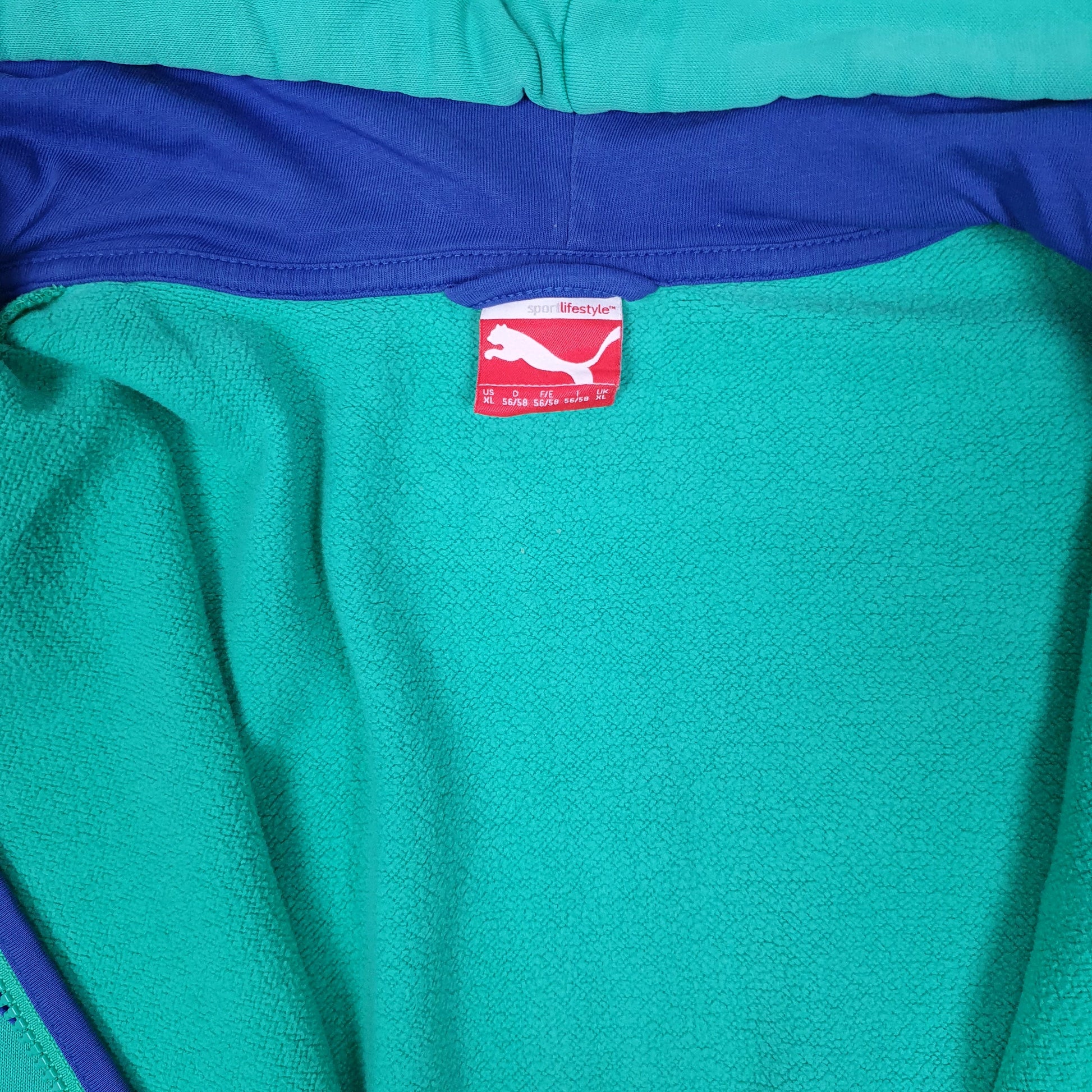 Mens Green Puma Hoodie Full Zip Jumper