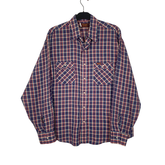 Mens Navy Wrangler Vintage 80s Long Sleeve Shirt