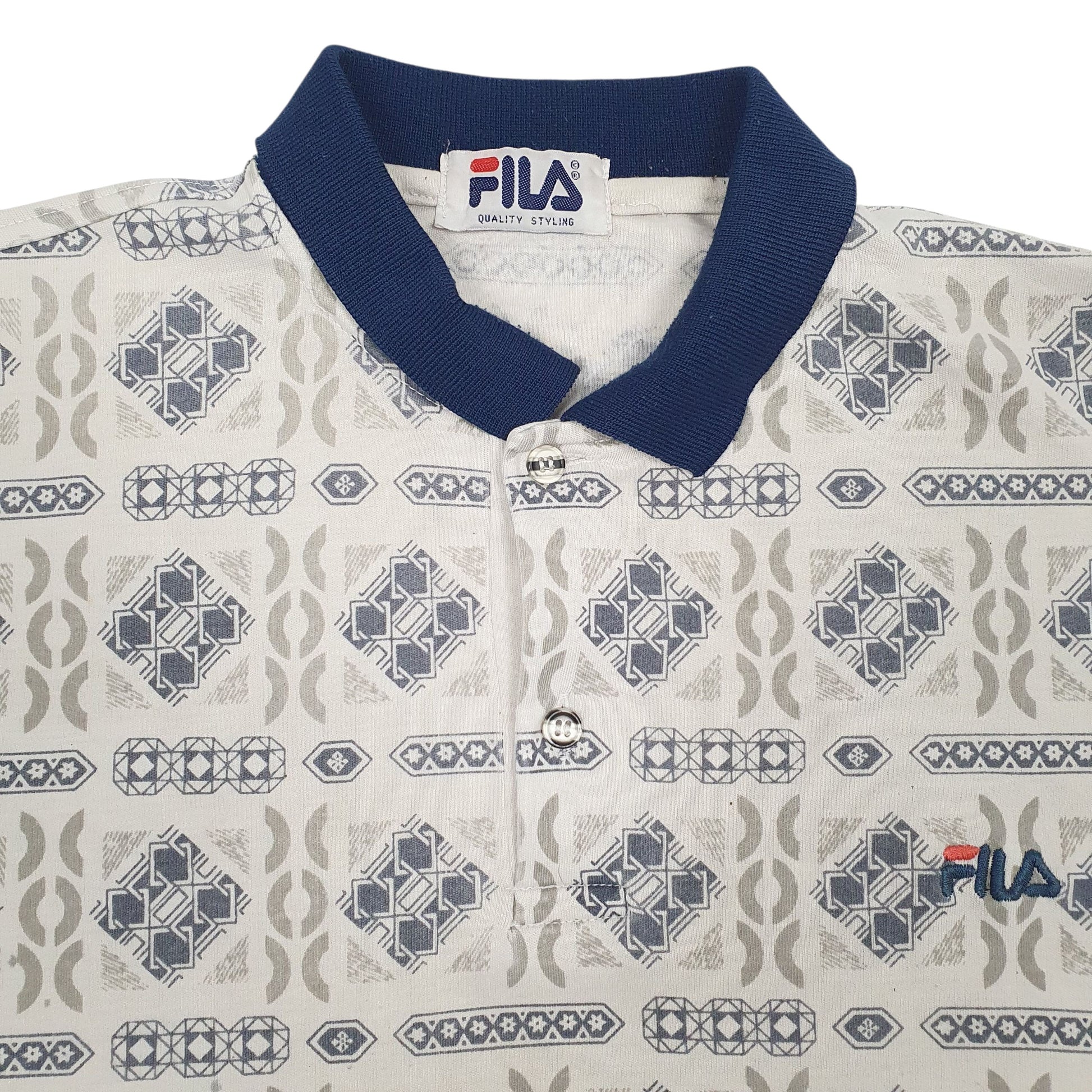 Mens White Fila   Polo Shirt