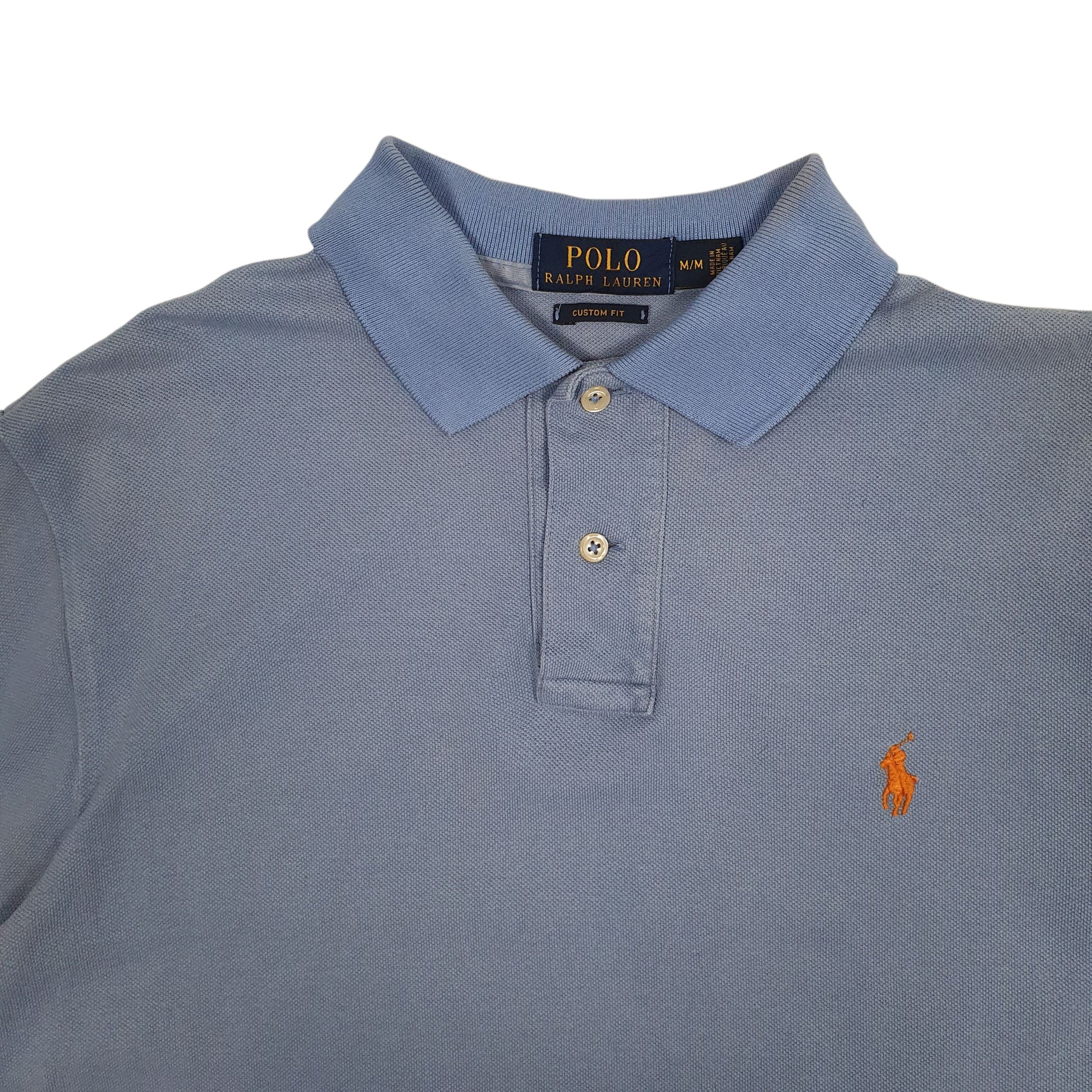 Mens Blue Polo Ralph Lauren Custom Fit  Polo Shirt