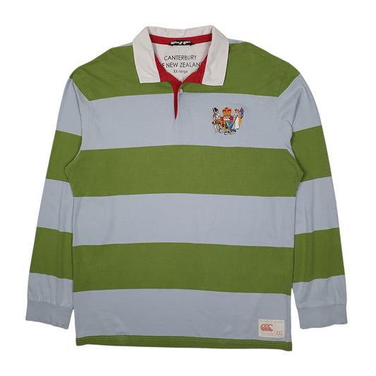 Mens Green Cantebury Rugby Lightweight Long Sleeve Polo Shirt
