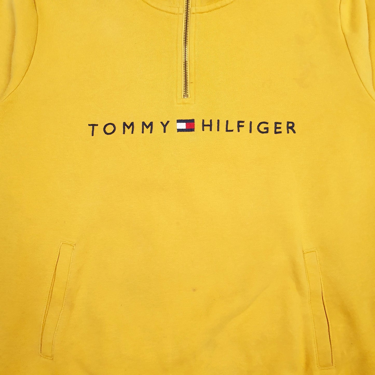 Womens Yellow Tommy Hilfiger Spellout Quarter Zip Jumper