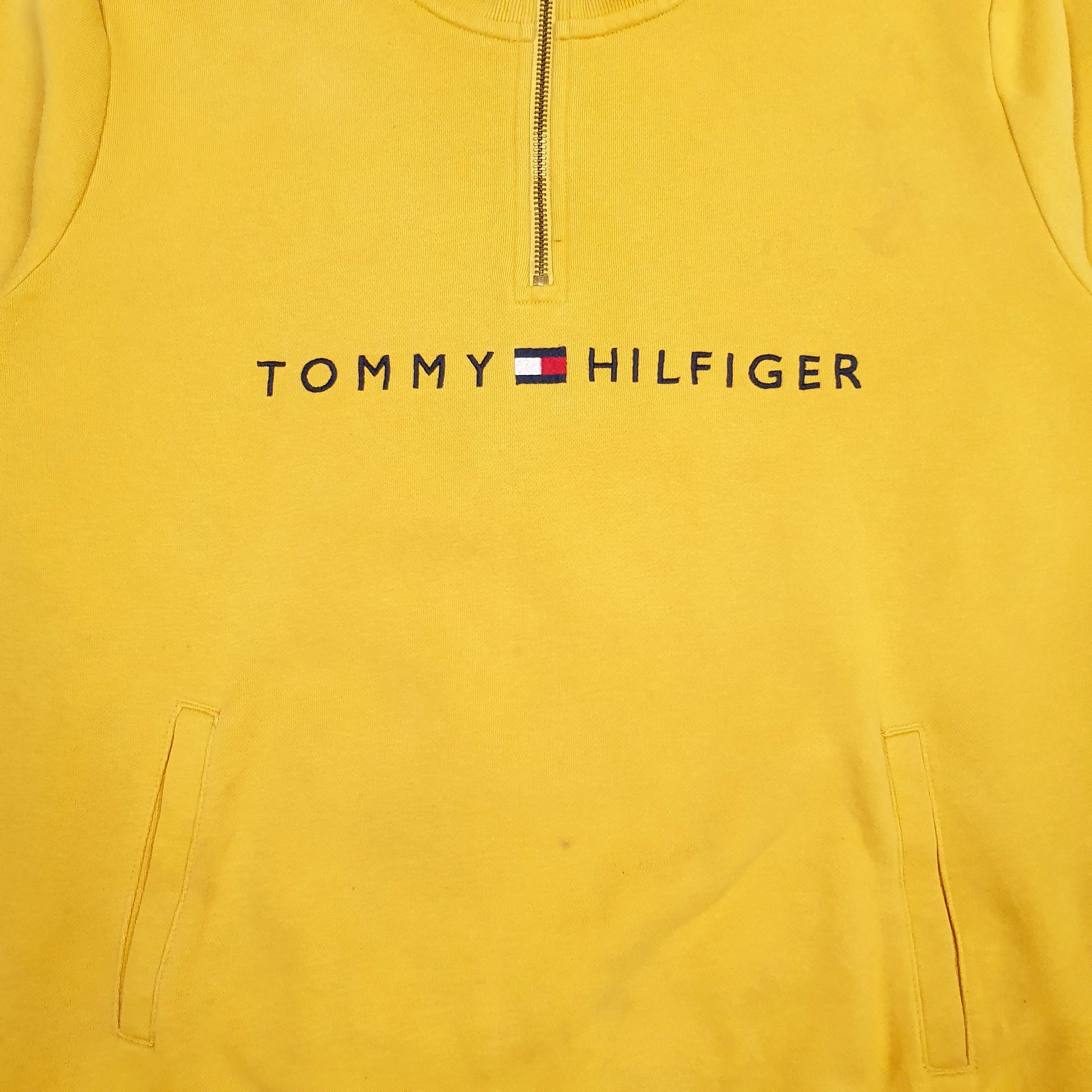 Womens Yellow Tommy Hilfiger Spellout Quarter Zip Jumper