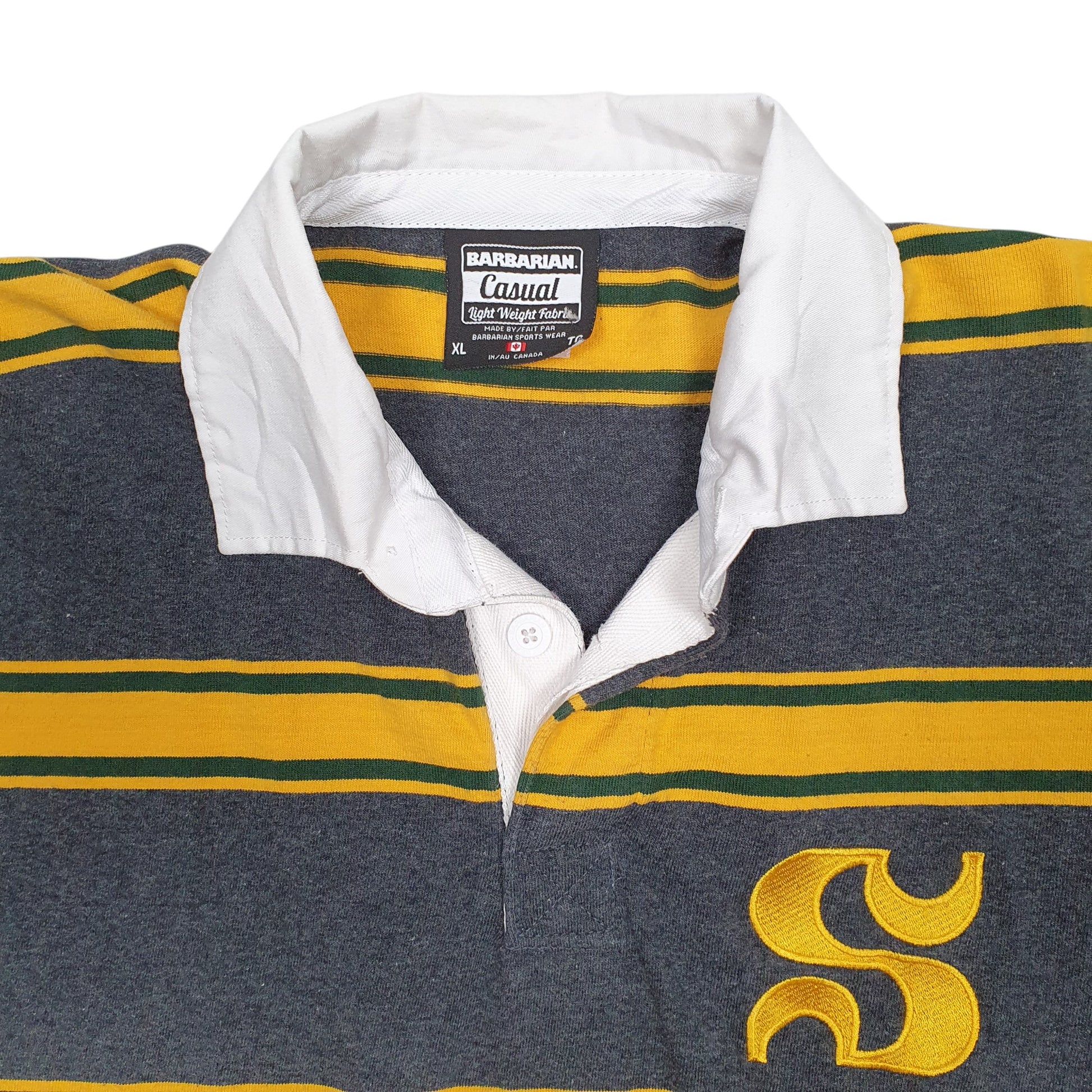 Mens Grey Barbarian Rugby Hoodie Polo Shirt