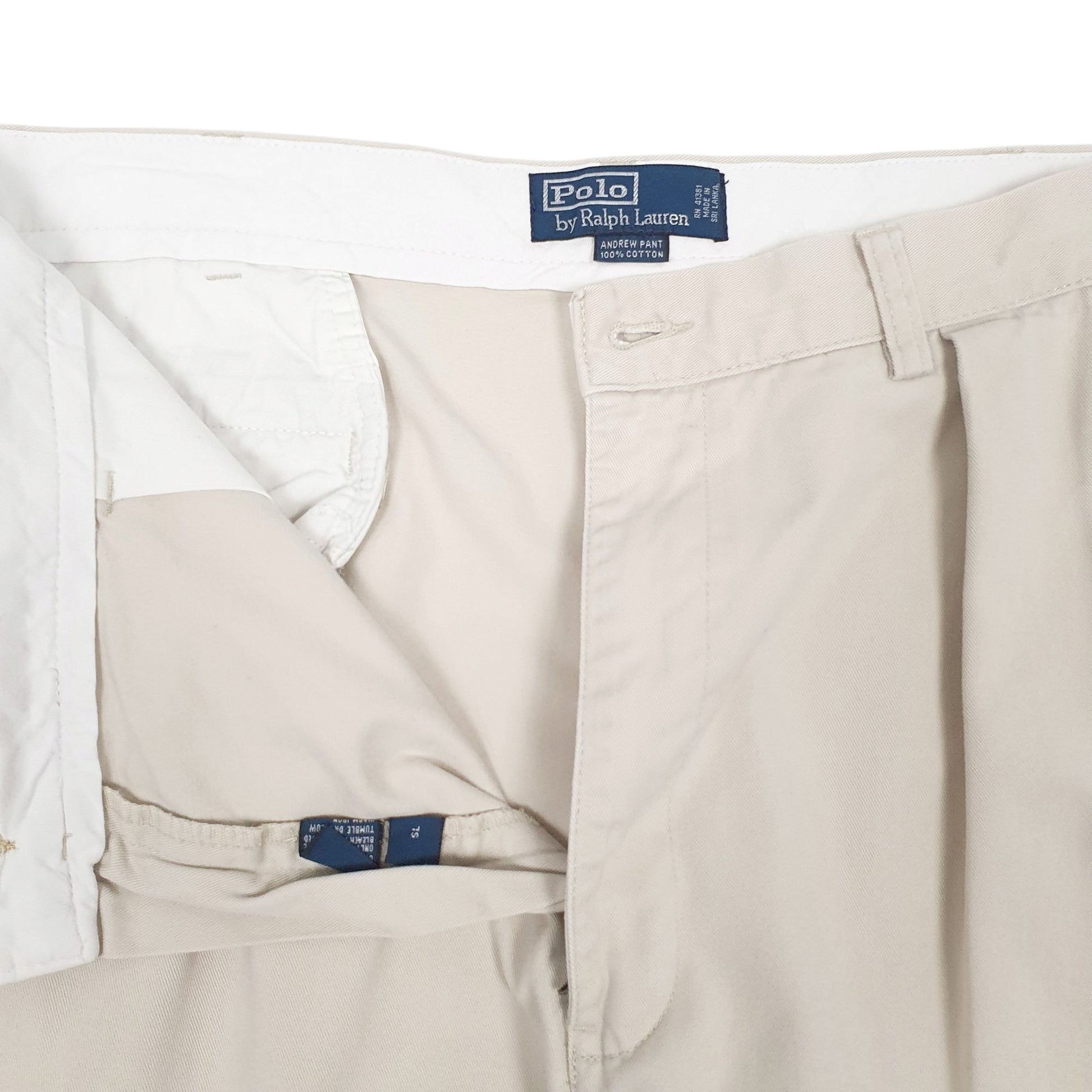 Mens Cream Polo Ralph Lauren Double Pleated Andrew Pant Vintage  Trousers