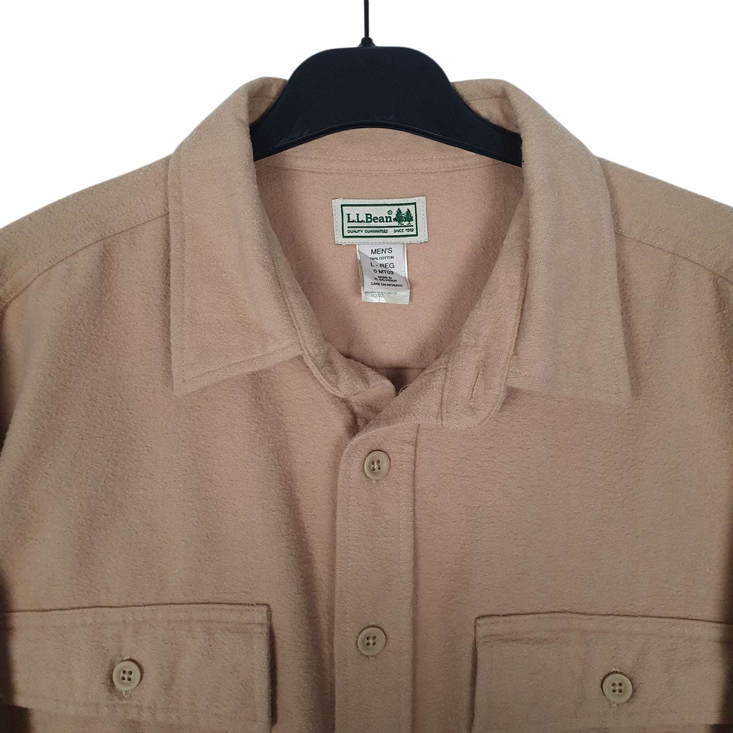 Mens Beige L.L.Bean Thick Chamois  Shirt