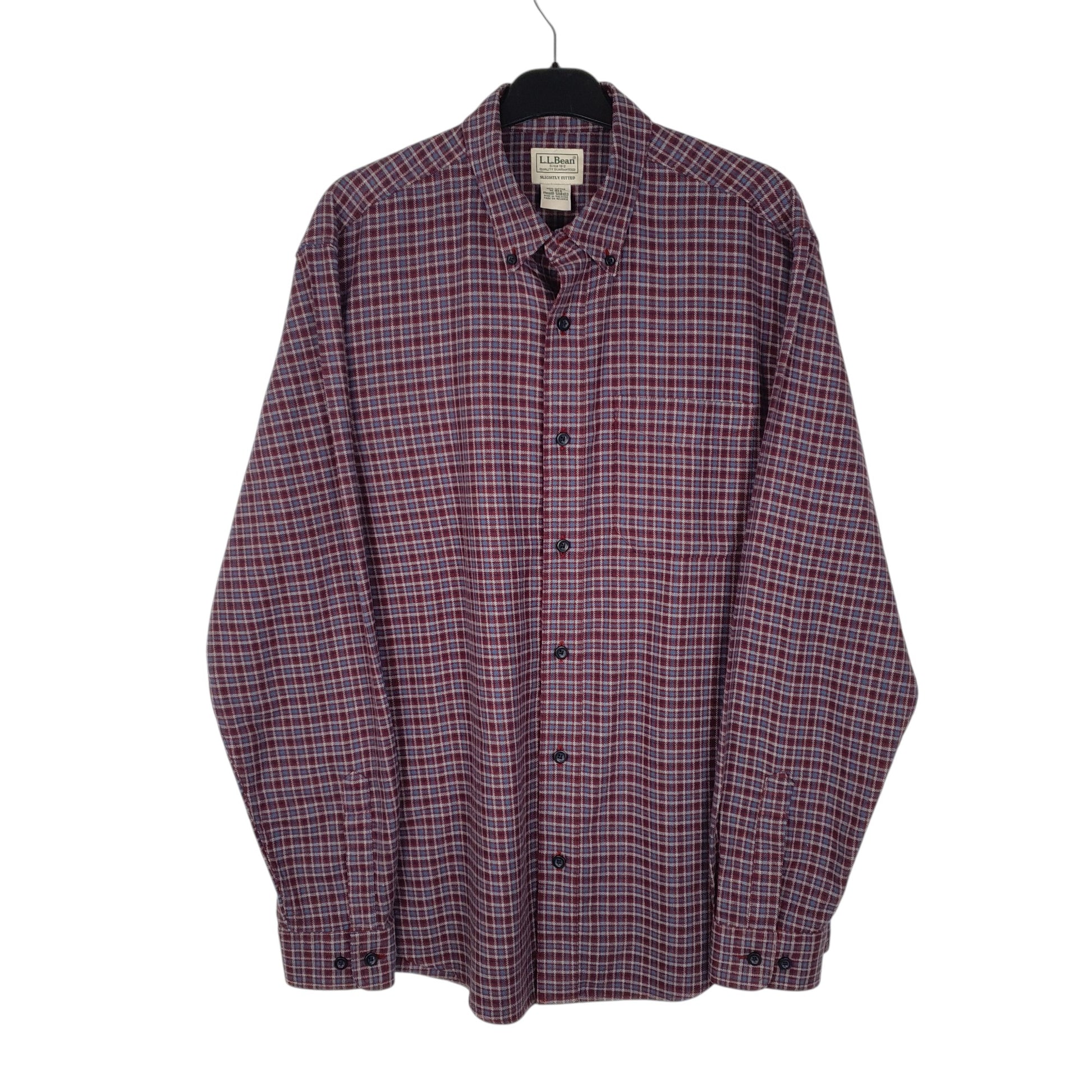 Mens Burgundy L.L.Bean Slightly Fitted Long Sleeve Shirt