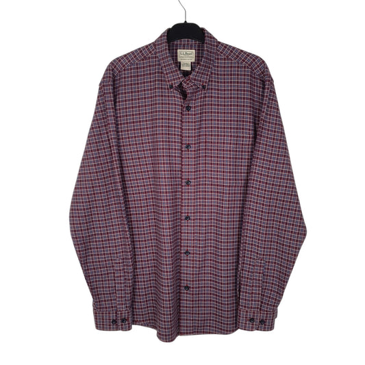 Mens Burgundy L.L.Bean Slightly Fitted Long Sleeve Shirt