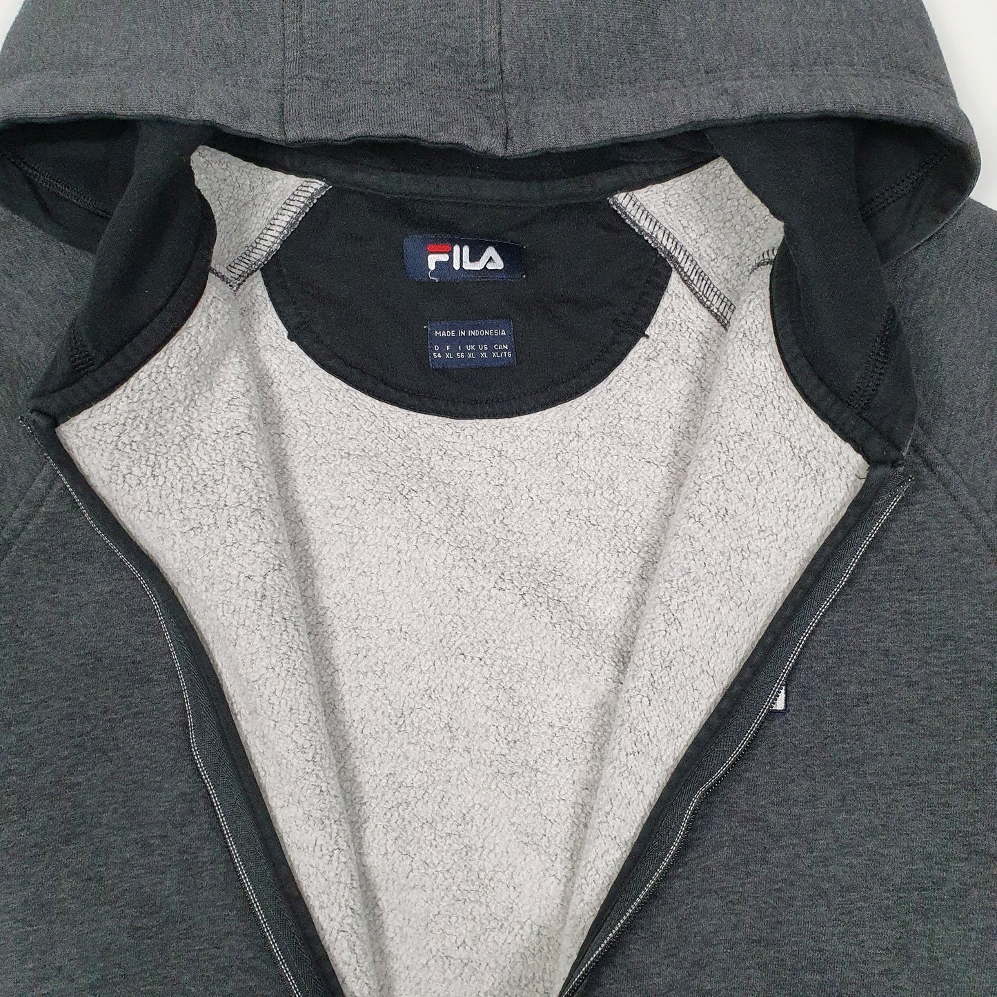 Mens Grey Fila Hoodie Full Zip Jumper