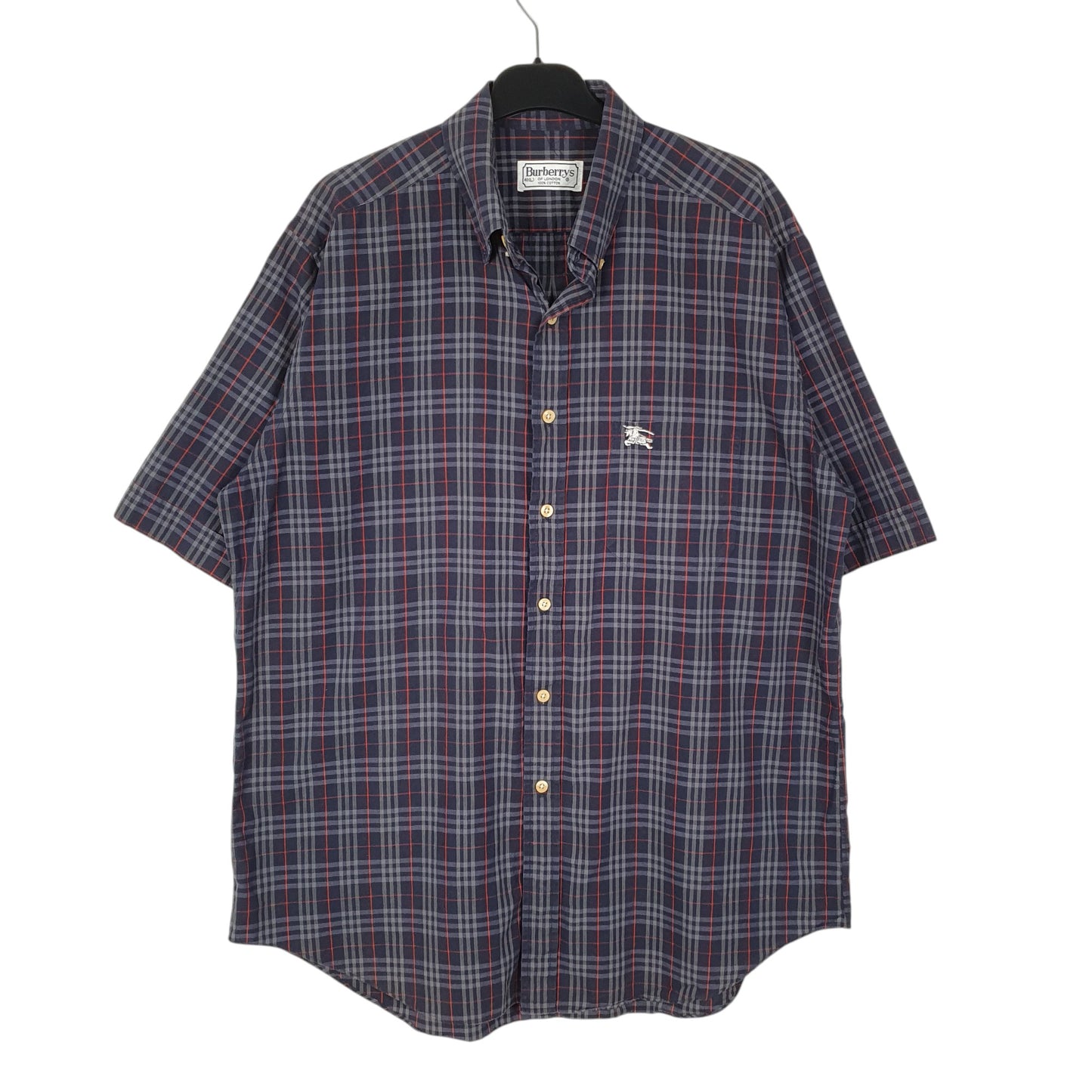 Mens Navy Burberry Vintage 90s Short Sleeve Shirt