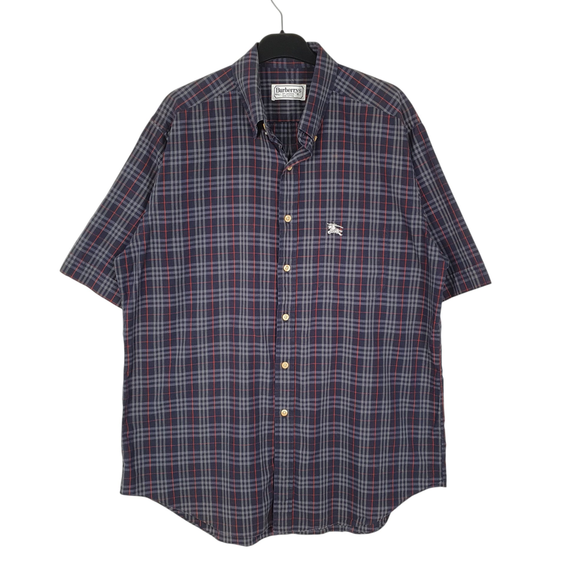 Mens Navy Burberry Vintage 90s Short Sleeve Shirt