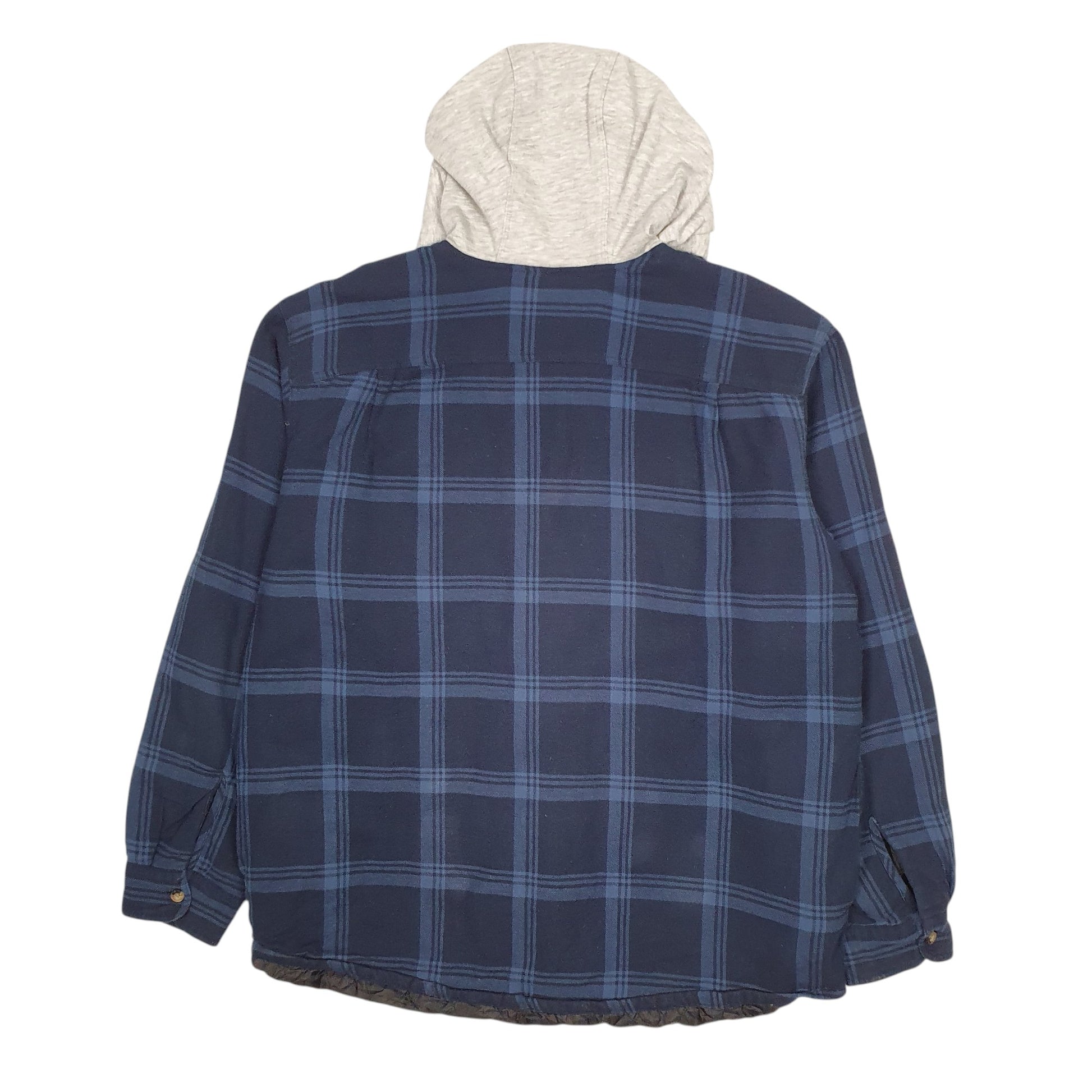 Mens Navy Wrangler Plaid Hoodie  Coat