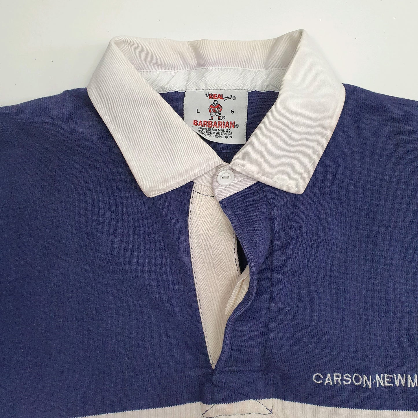 Mens Navy Barbarian Rugby Crewneck Polo Shirt