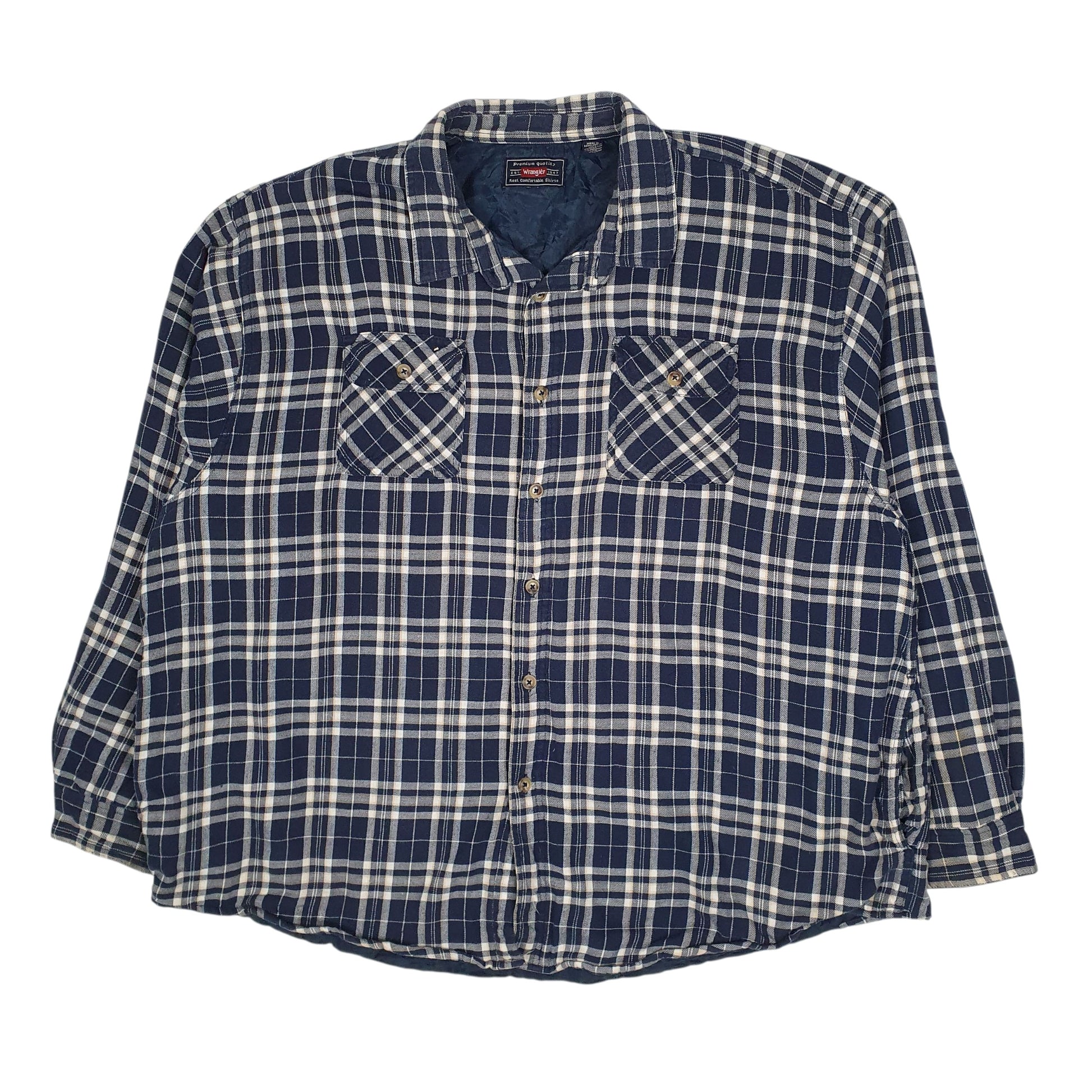 Mens Navy Wrangler Workwear Plaid Chore  Coat