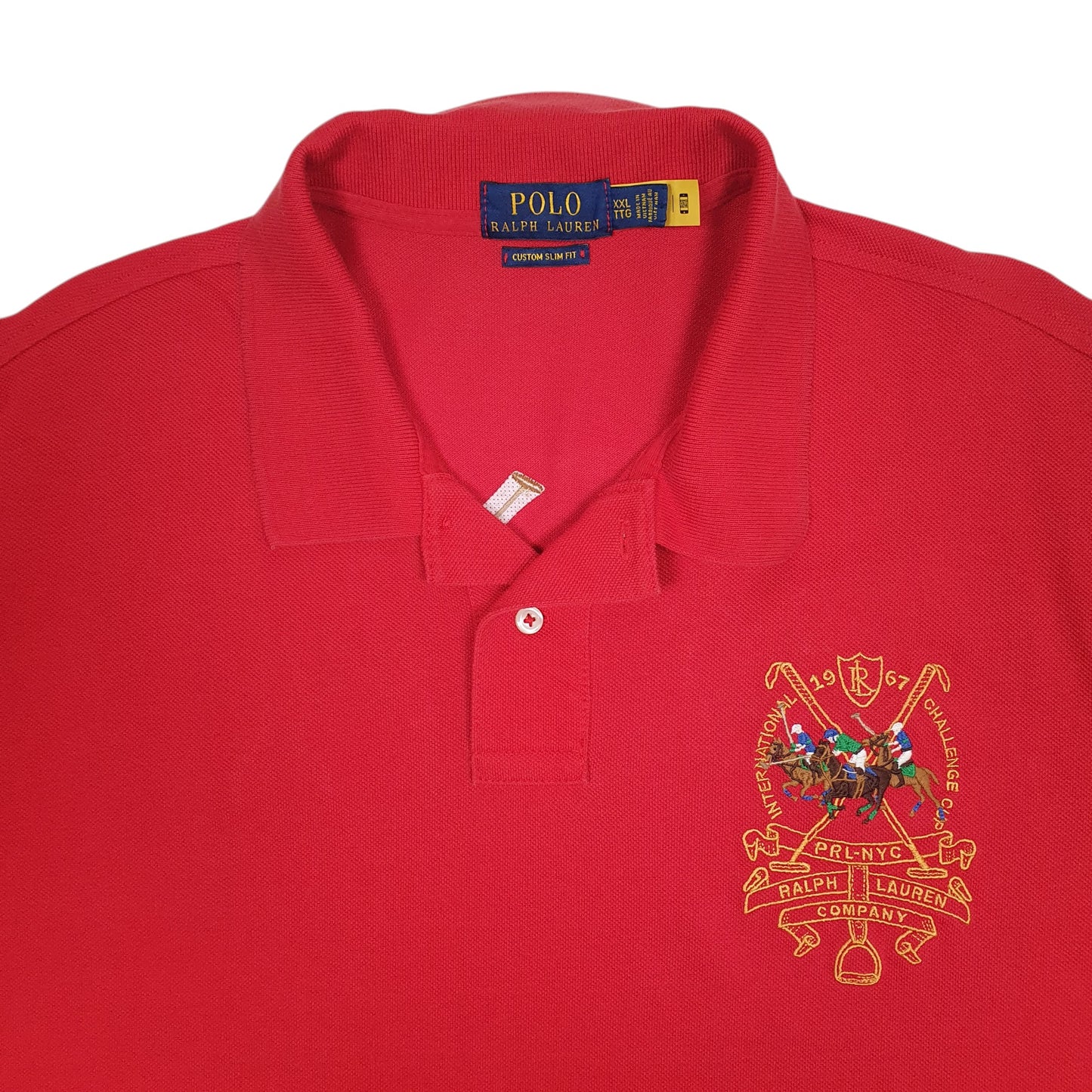 Mens Red Polo Ralph Lauren Custom Slim Fit  Polo Shirt