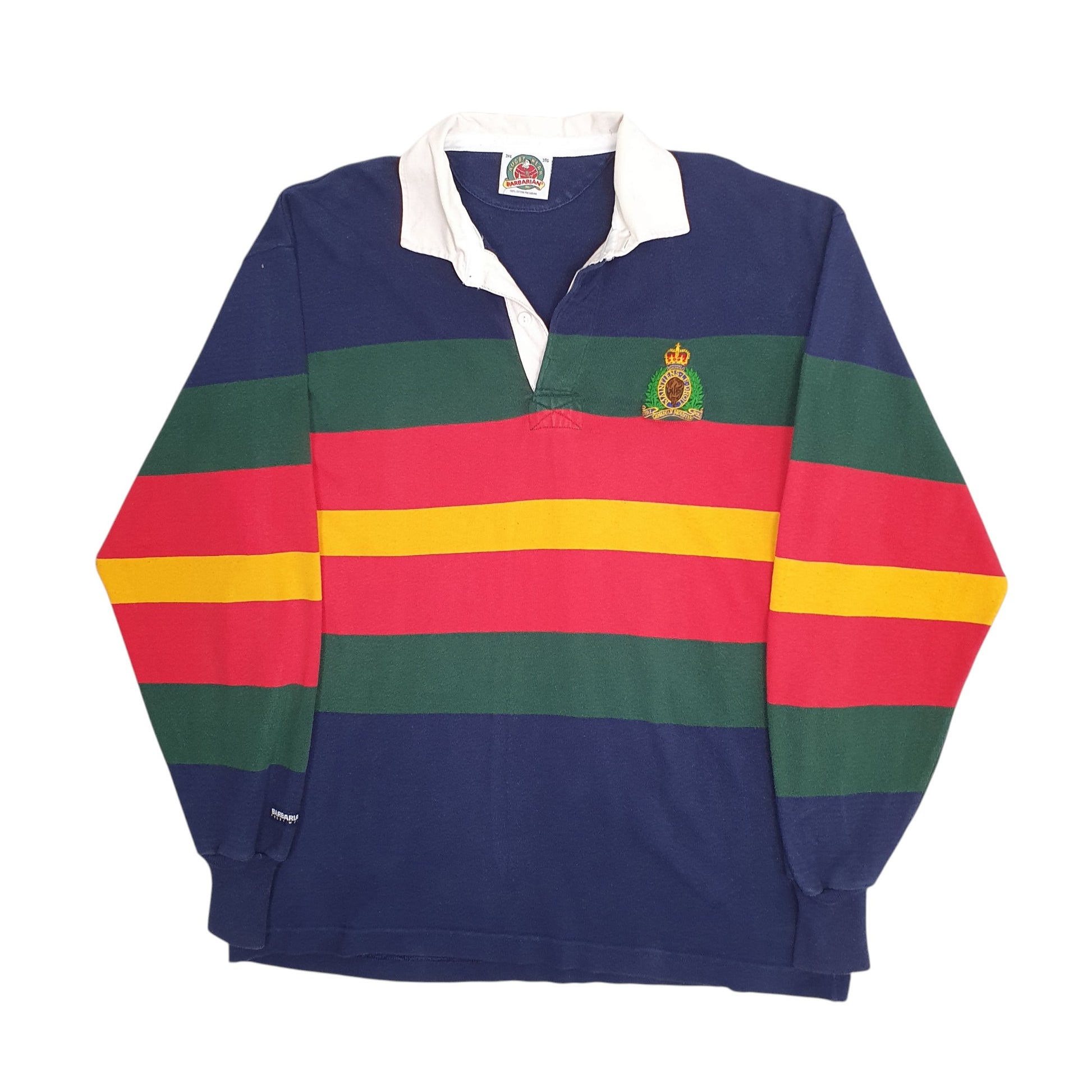 Mens Navy Barbarian Rugby RCMP Royal Canadian Mounted Police Long Sleeve Polo Shirt