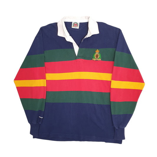 Mens Navy Barbarian Rugby RCMP Royal Canadian Mounted Police Long Sleeve Polo Shirt