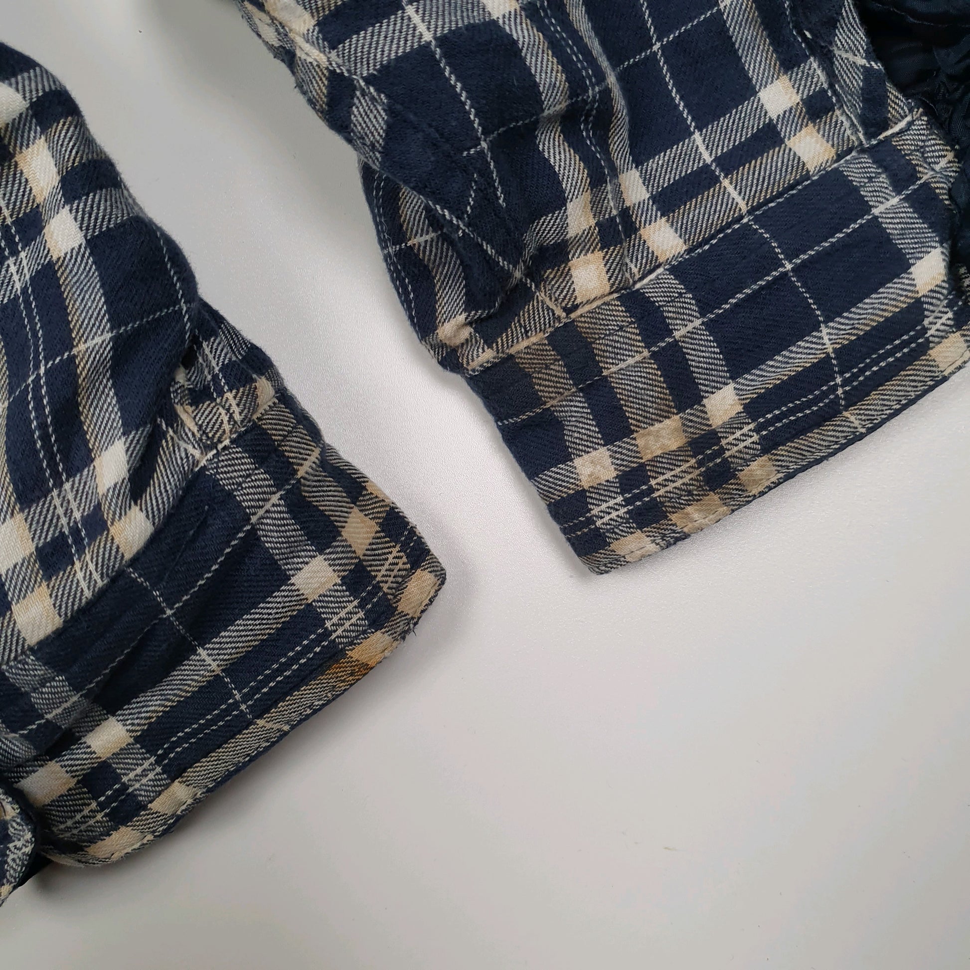 Mens Navy Wrangler Workwear Plaid Chore  Coat