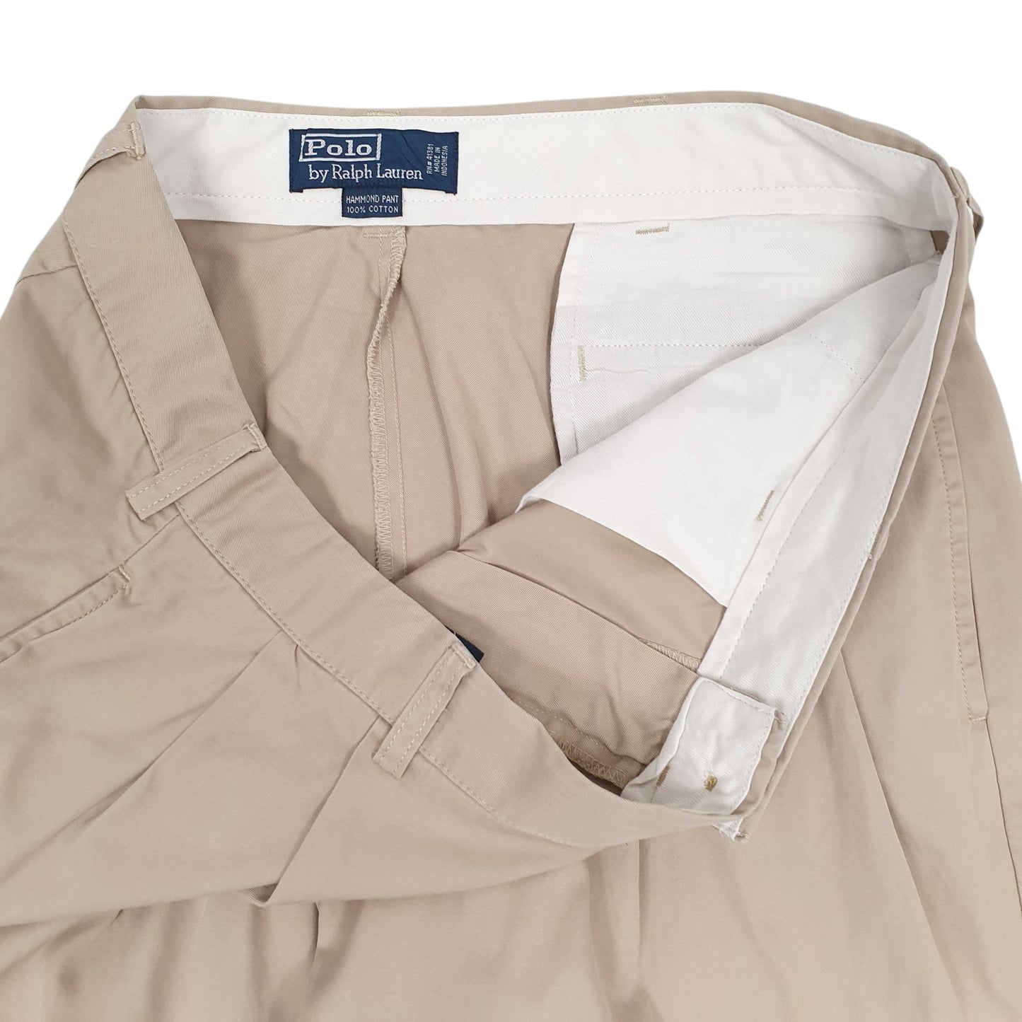Mens Beige Polo Ralph Lauren Hammond Pant Pleated  Trousers