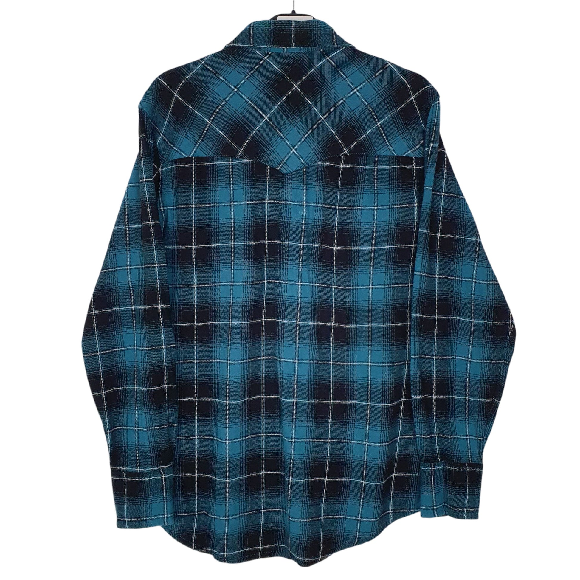 Mens Blue Wrangler Pearl Snap Wrancher  Shirt