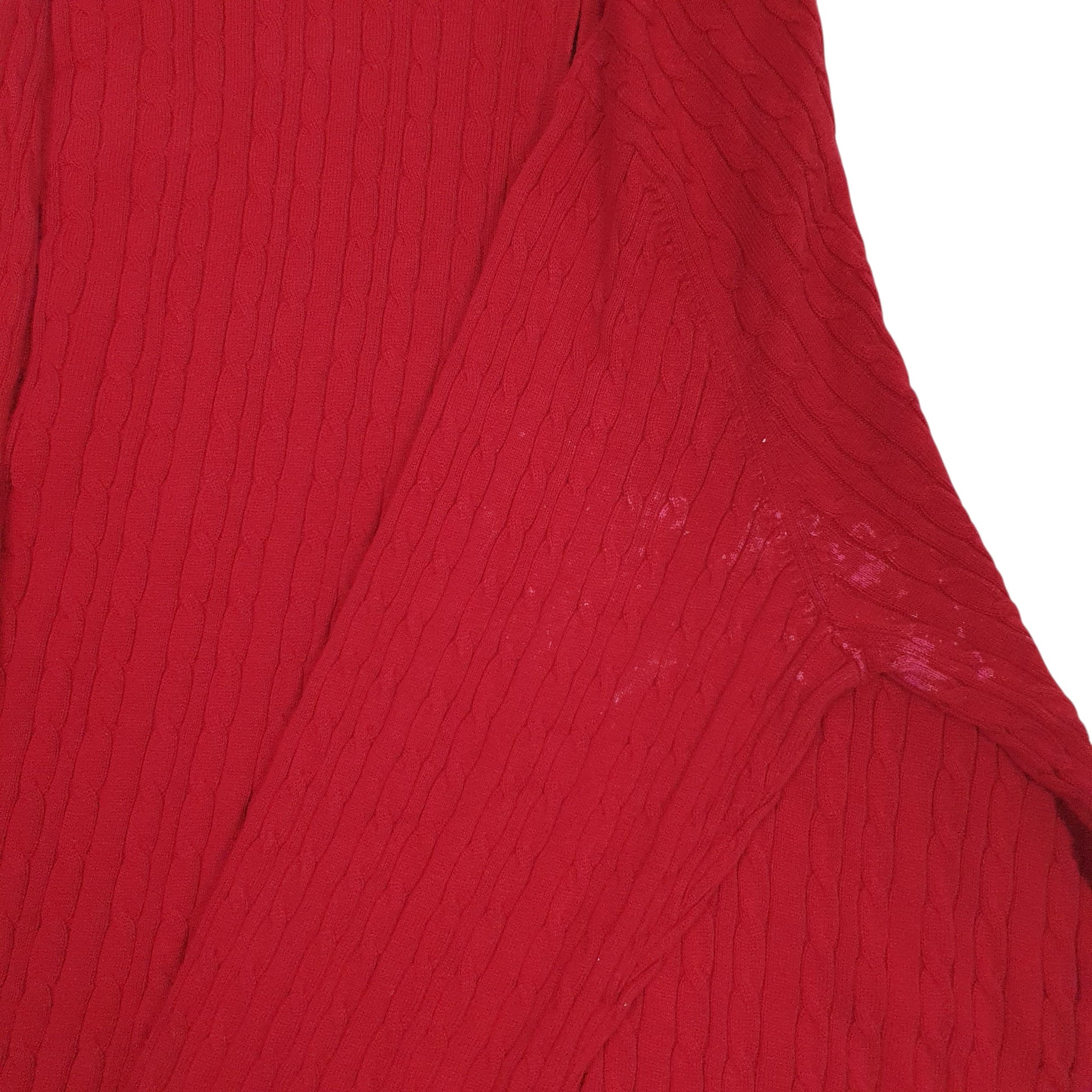 Mens Red Nautica Cable Knit Quarter Zip Jumper