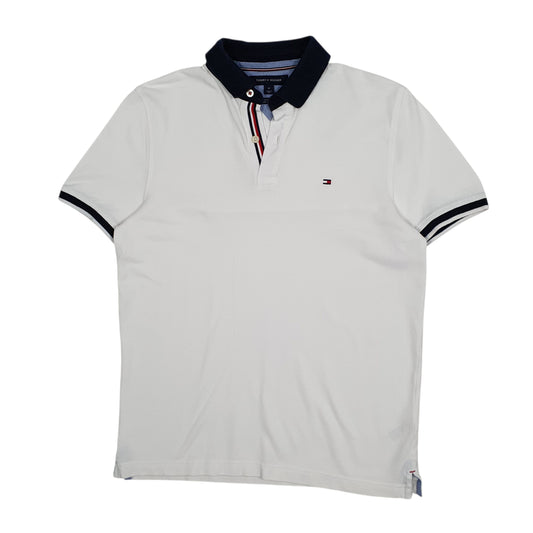 Mens White Tommy Hilfiger  Short Sleeve Polo Shirt