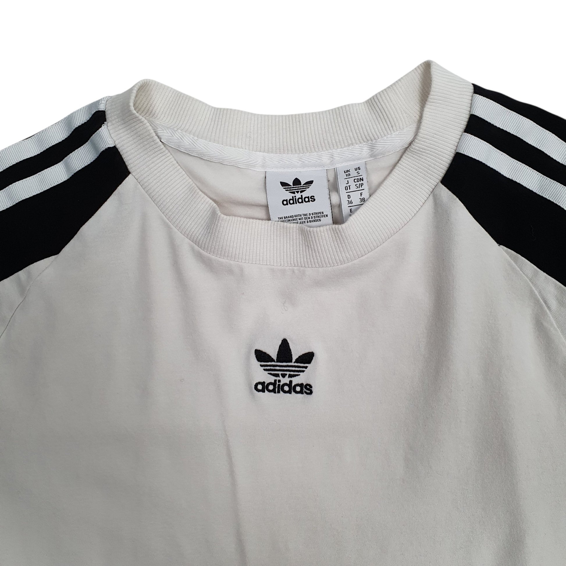 Womens White Adidas Lightweight Crewneck Jumper