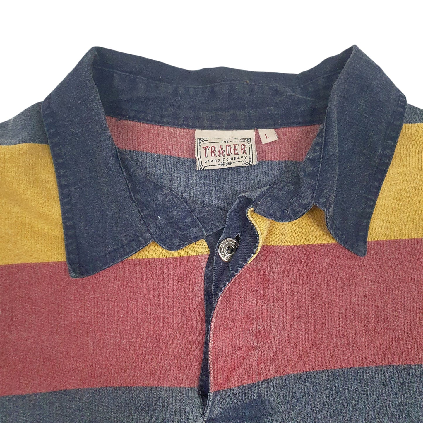 Mens Yellow Trader Jeans Company Rugby V Neck Polo Shirt