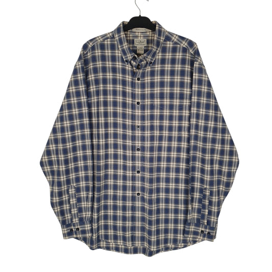 Mens Blue L.L.Bean Scotch Plaid Flannel Long Sleeve Shirt