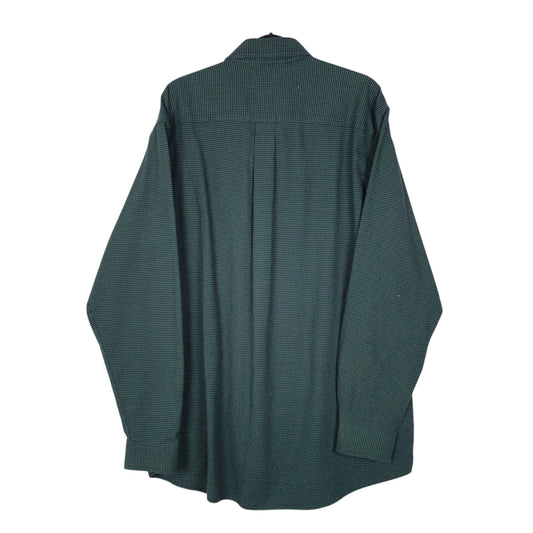 Mens Green L.L.Bean Thick Flannel Houndstooth  Shirt