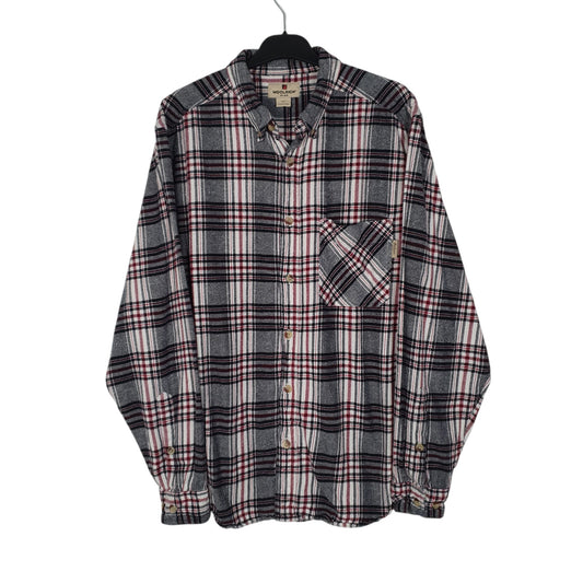 Mens Grey Woolrich Thick Flannel Plaid Long Sleeve Shirt
