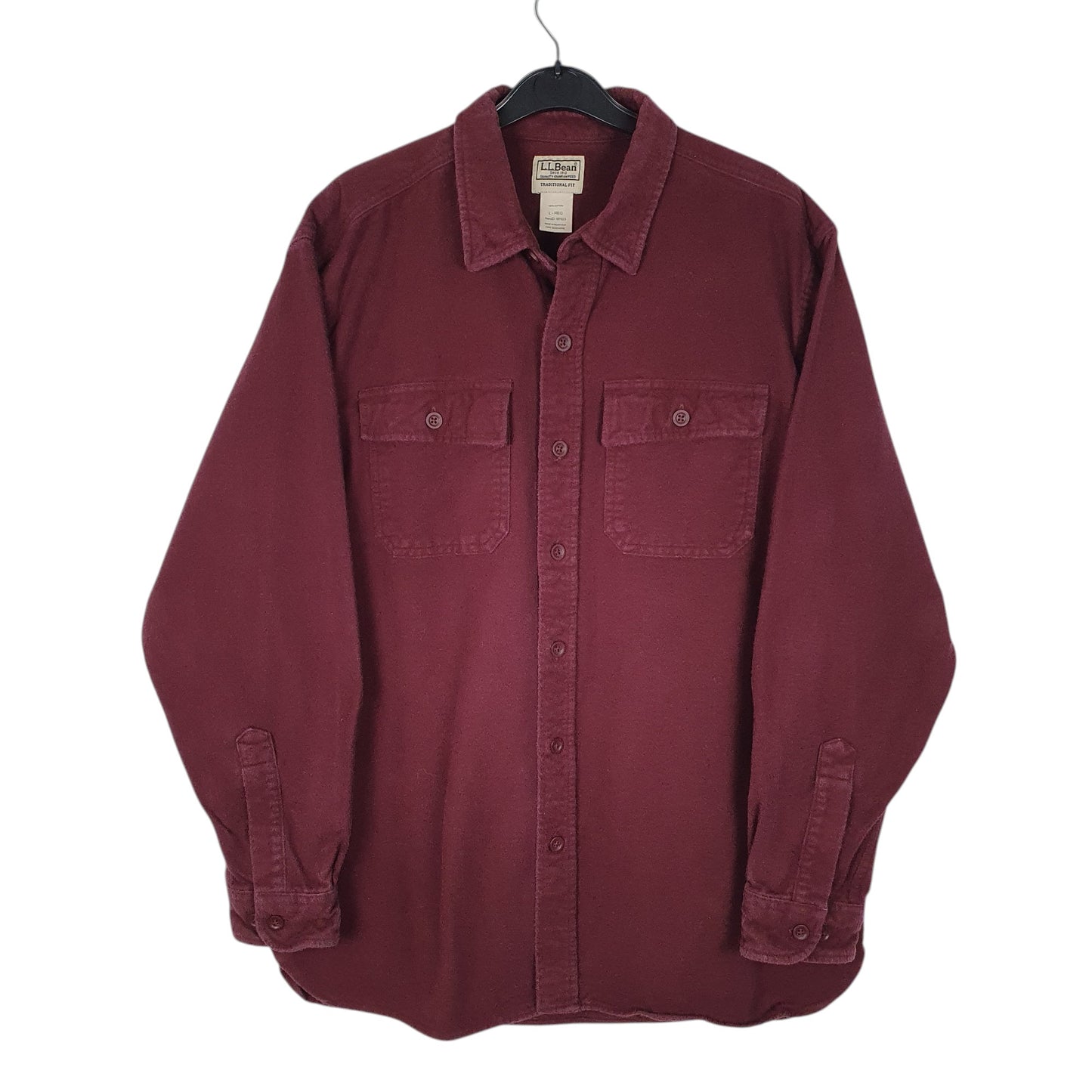 Mens Burgundy L.L.Bean Chamois Long Sleeve Shirt