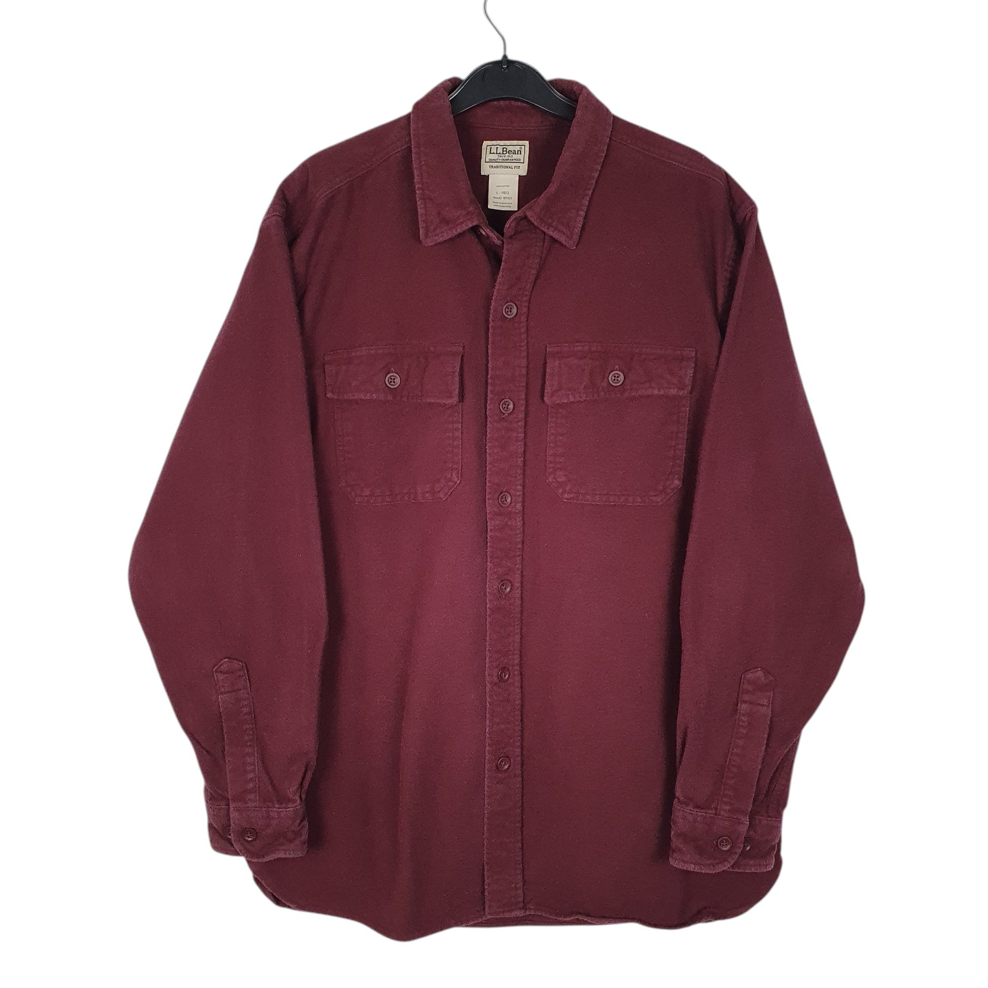 Mens Burgundy L.L.Bean Chamois Long Sleeve Shirt