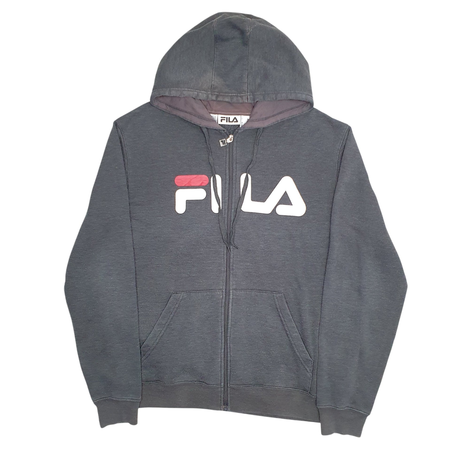 Mens Grey Fila Hoodie Full Zip Jumper