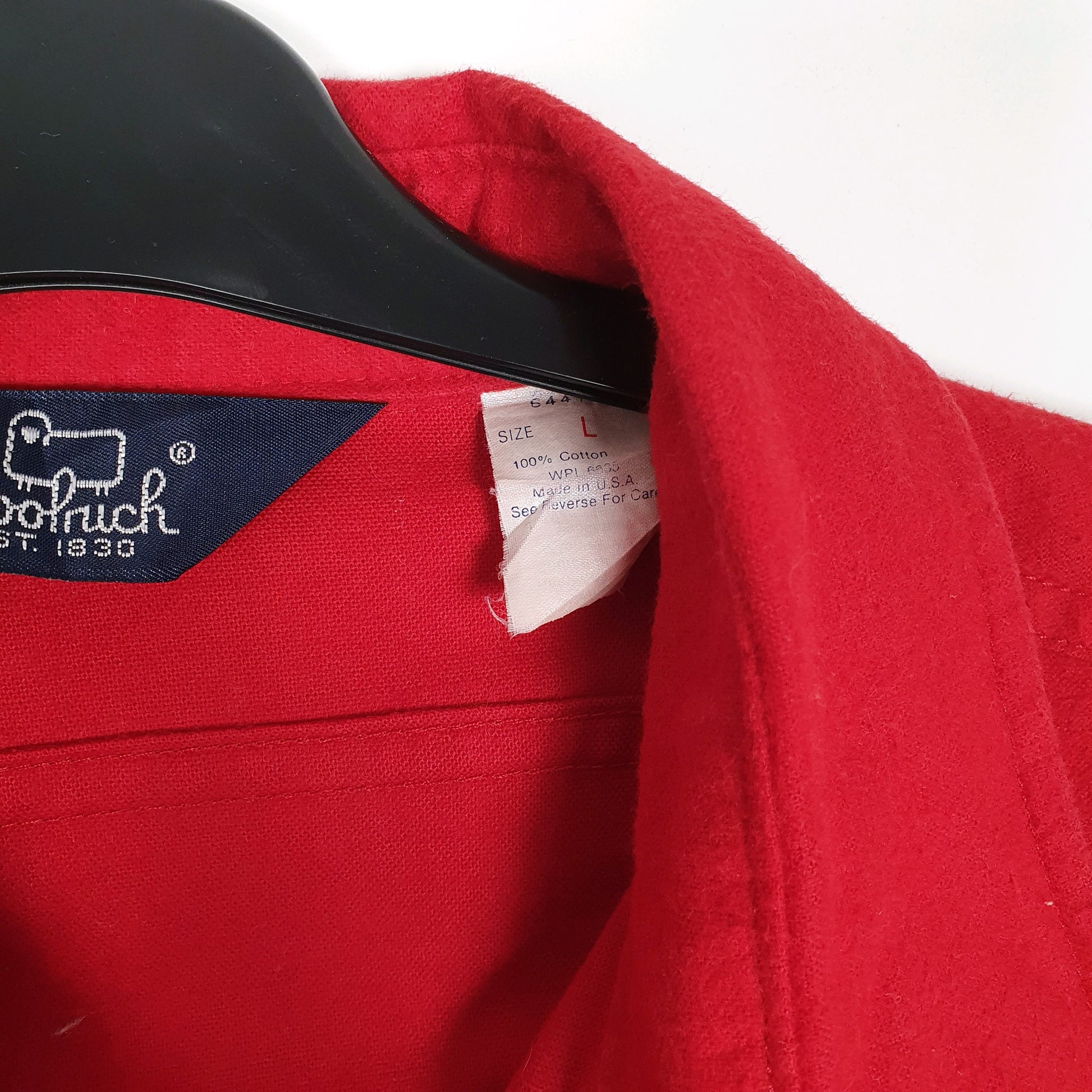 Mens Red Woolrich Vintage 1980s Thick Chamois  Shirt