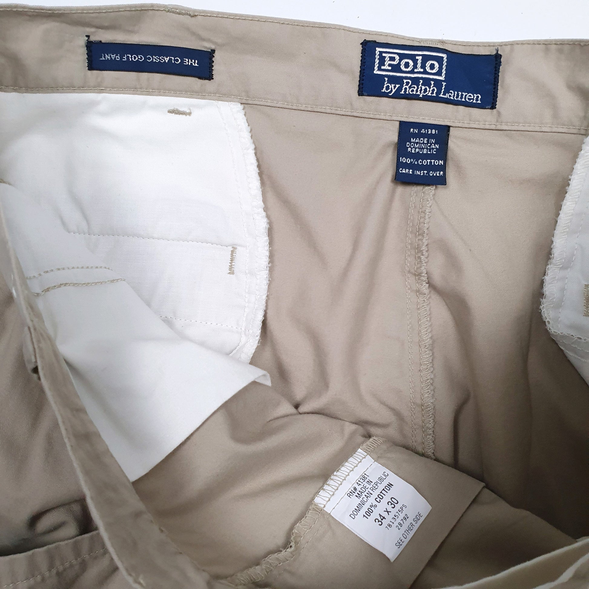 Mens Beige Polo Ralph Lauren Classic Golf Pant Vintage 90s  Trousers
