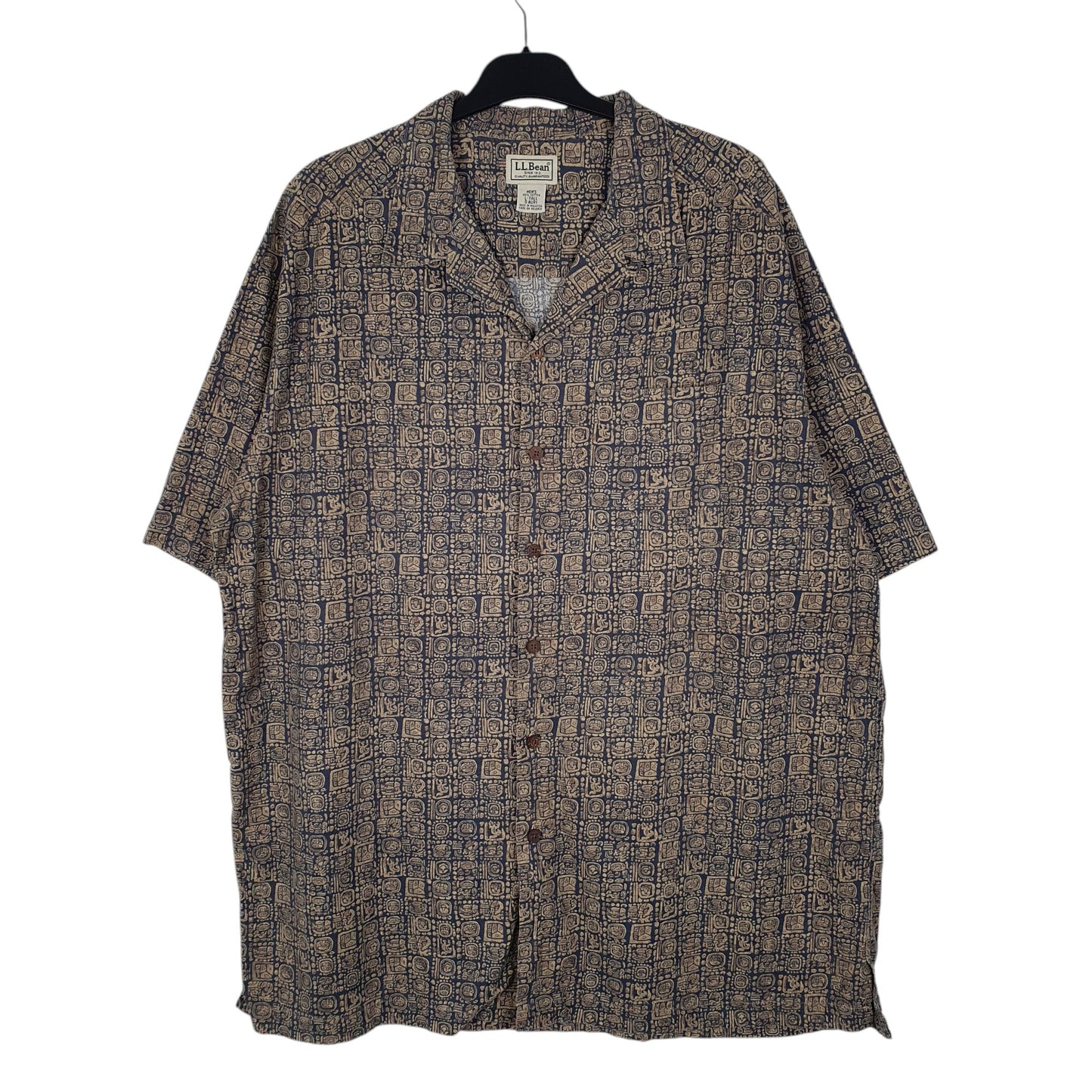 Mens Beige L.L.Bean Paisley Tall Short Sleeve Shirt