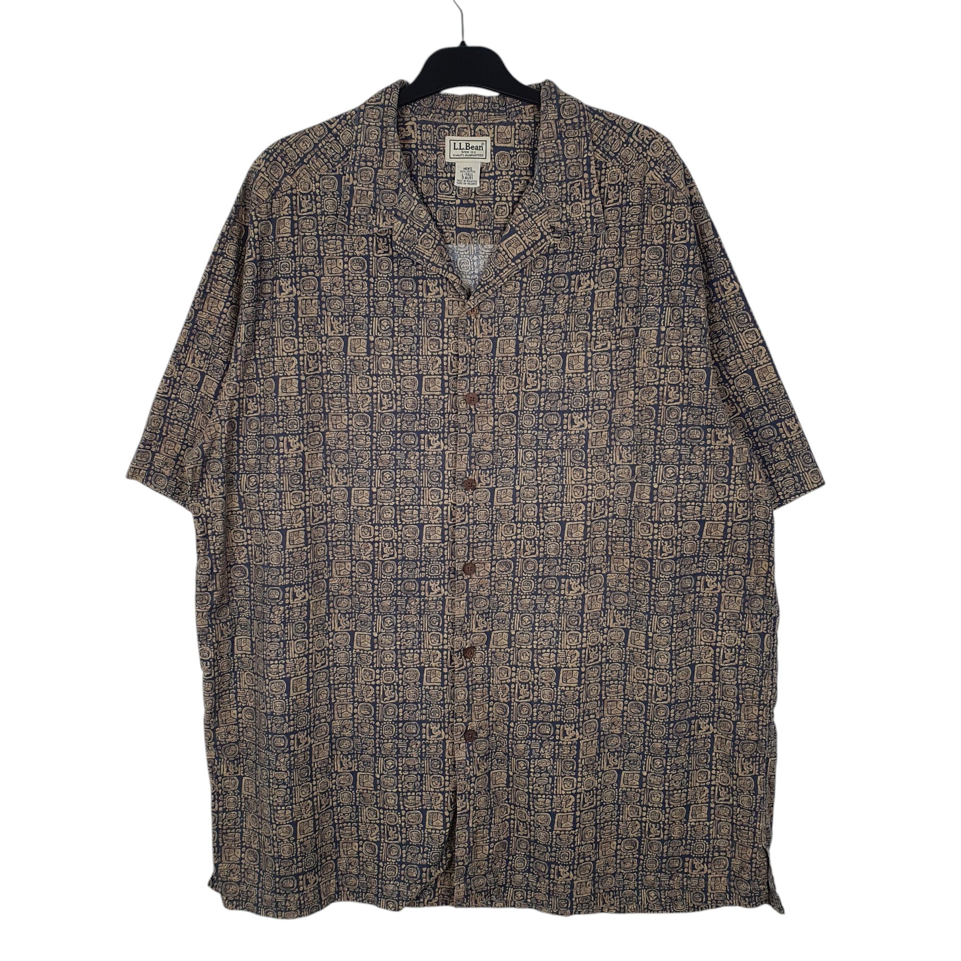 Mens Beige L.L.Bean Paisley Tall Short Sleeve Shirt